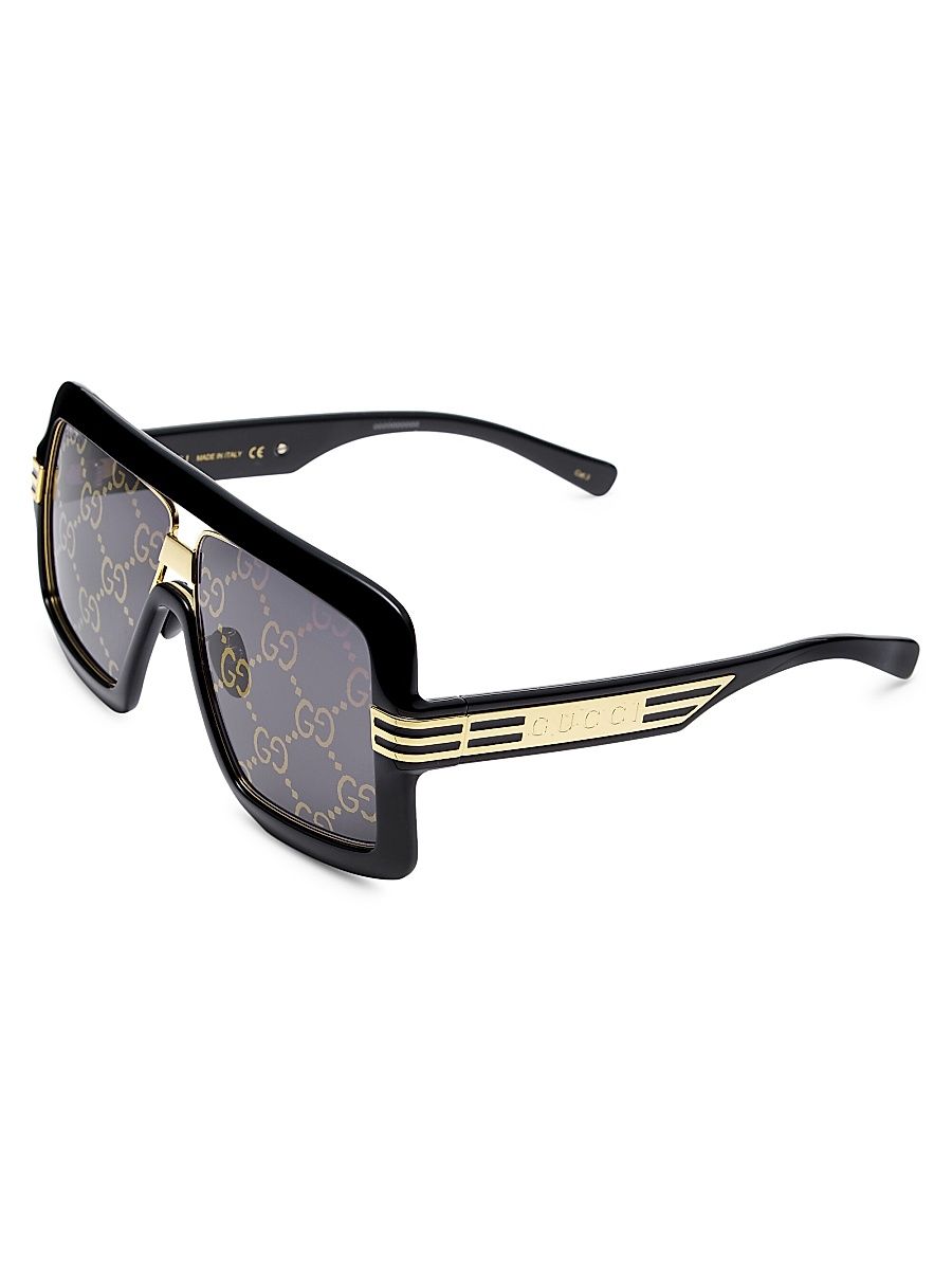 Men's 60MM Injection Mask Sunglasses - Black