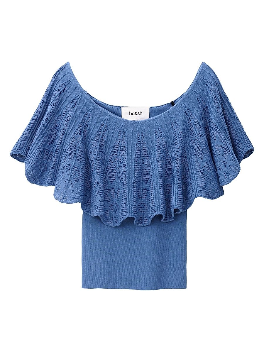 Women's Salda Ruffled Jacquard Knit Top - Orage - Size Large