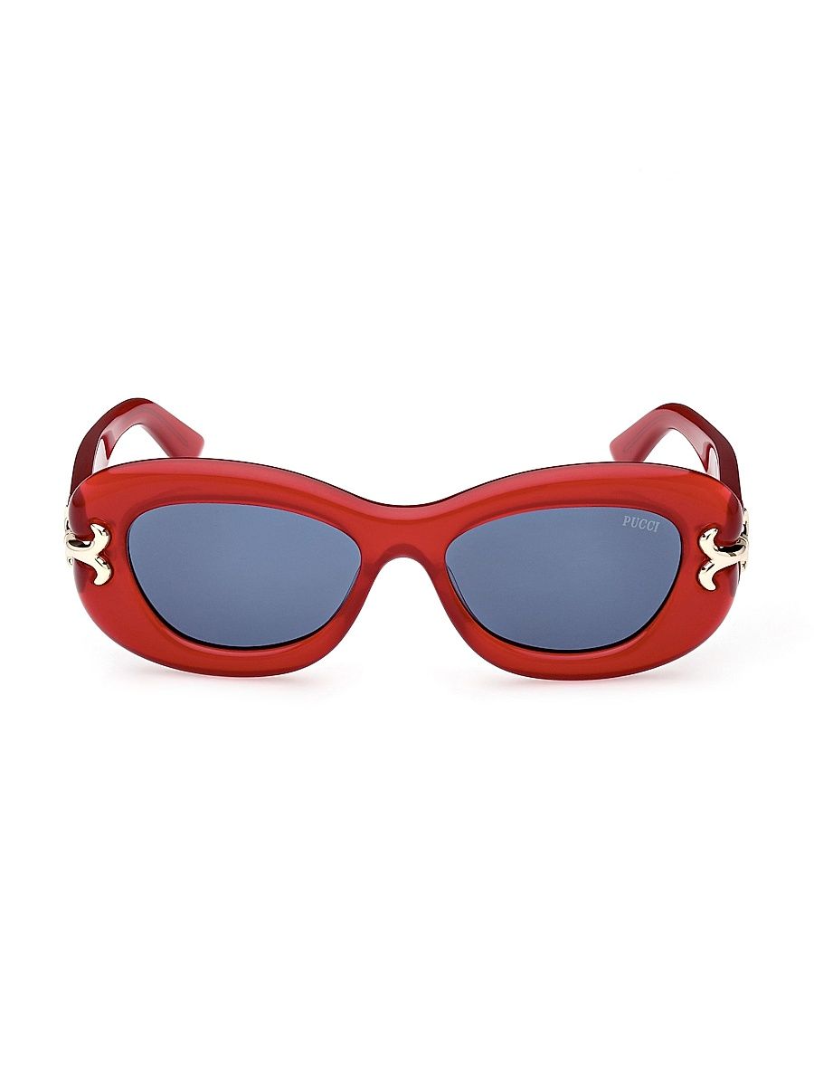 Women's 52MM Geometric Sunglasses - Red