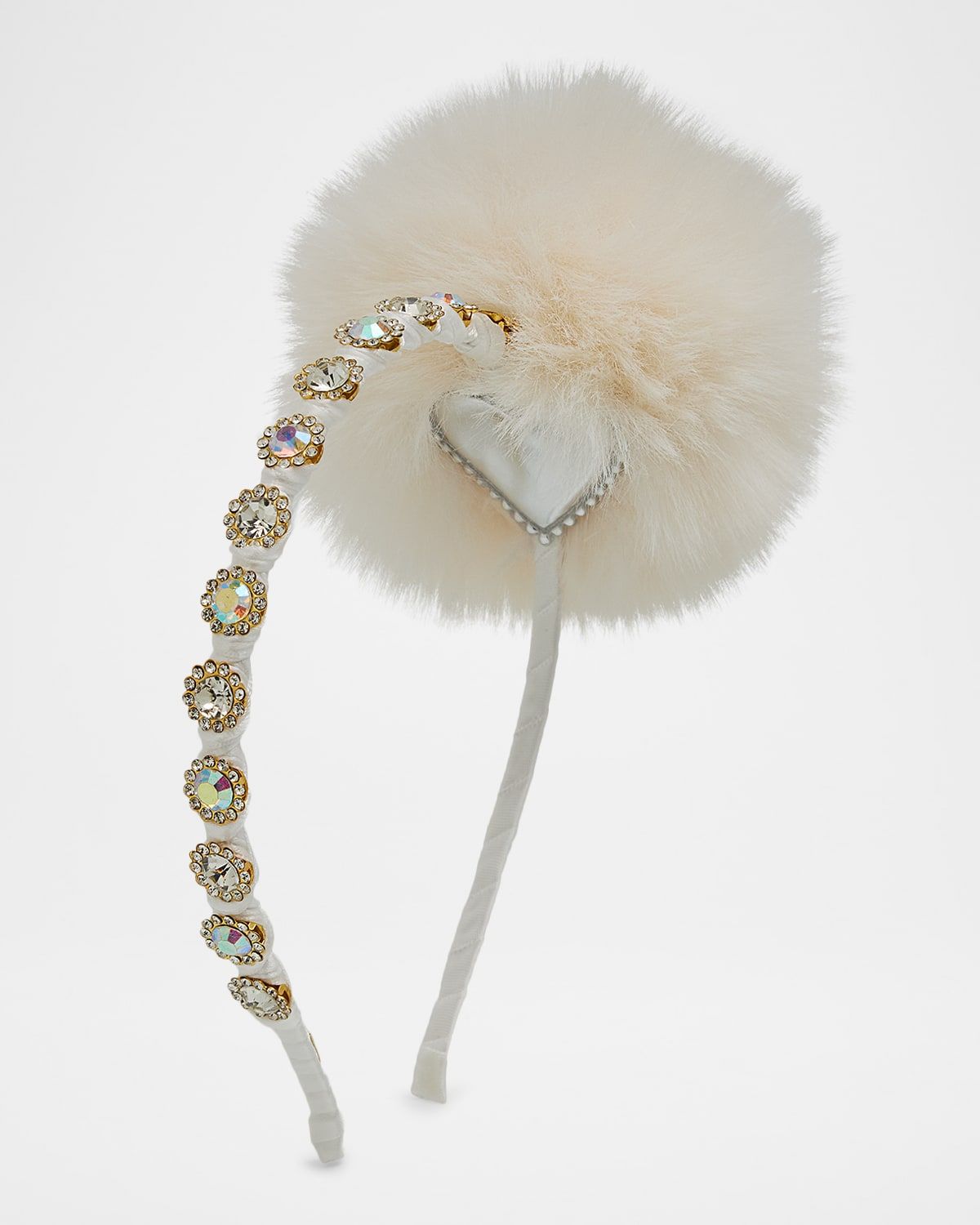 Girl & apos;s Thin Pom and Gem-Embellished Headband