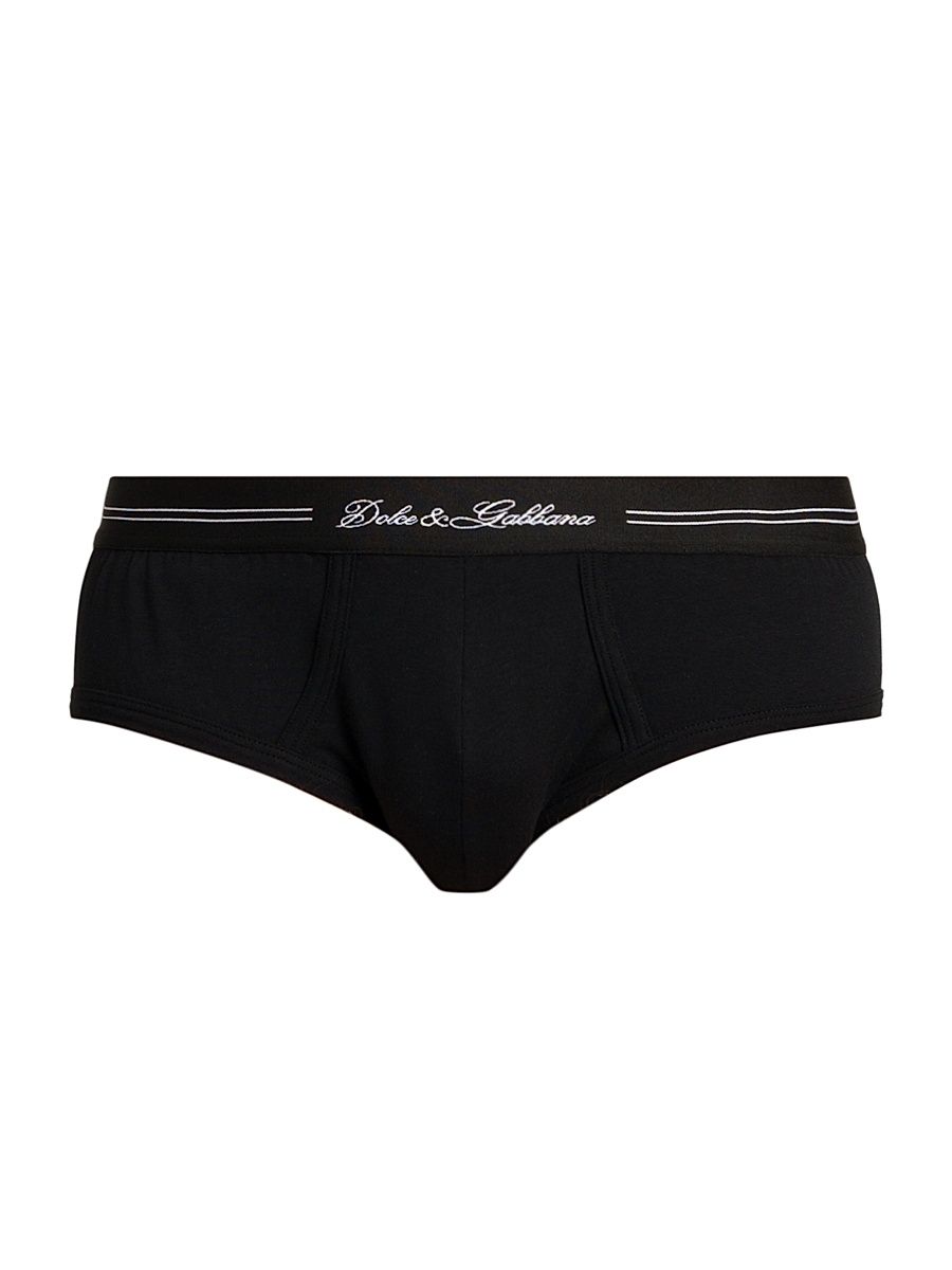Men's Brando Logo Cotton-Blend Briefs - Black - Size XL