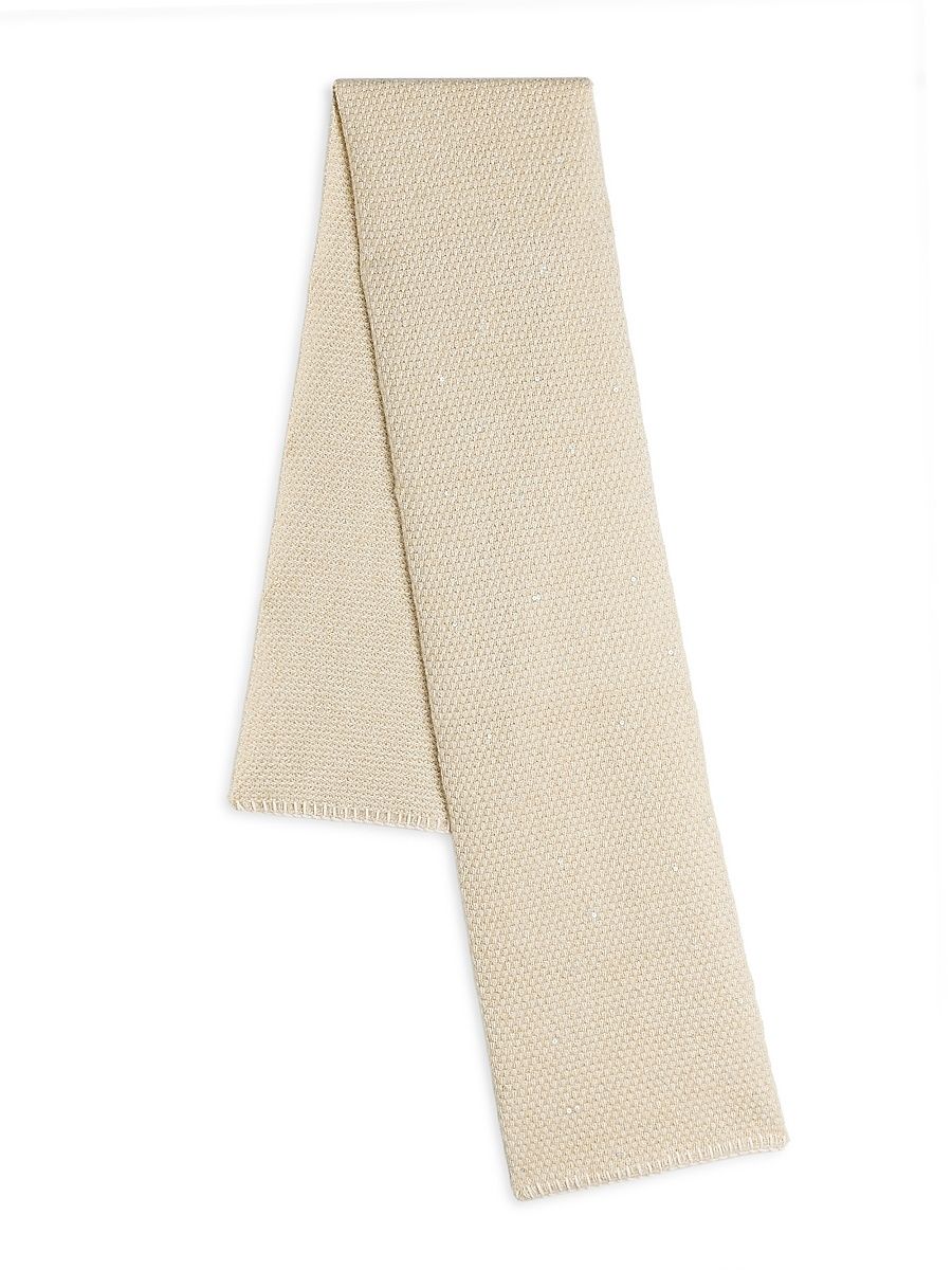 Women's Sequined Cashmere Scarf - Yogi Ivory