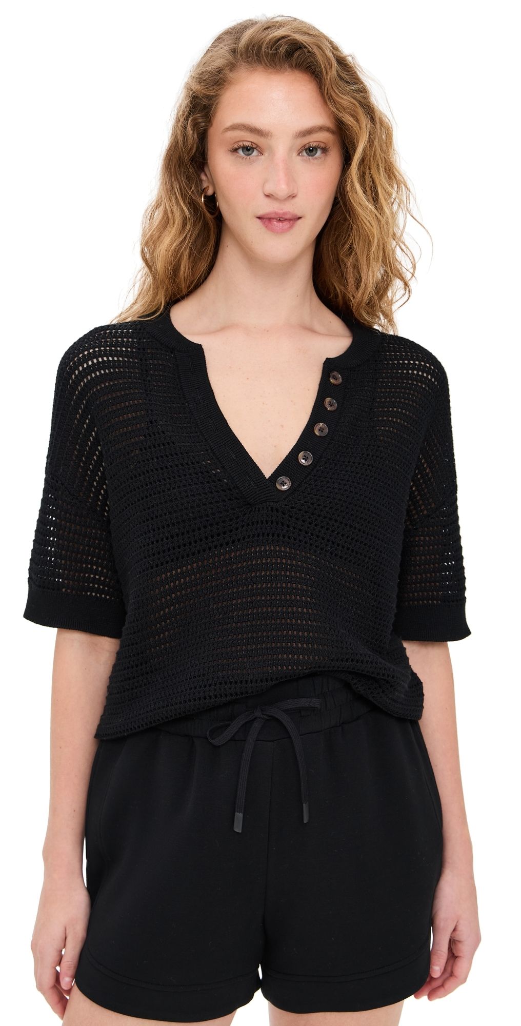 Varley Callie Knit Top Black XS
