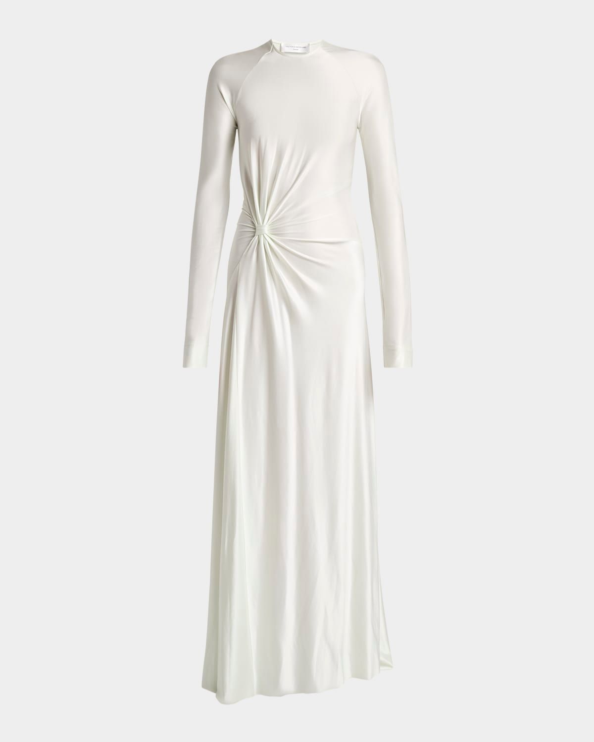 Long-Sleeve Twisted-Waist Gown