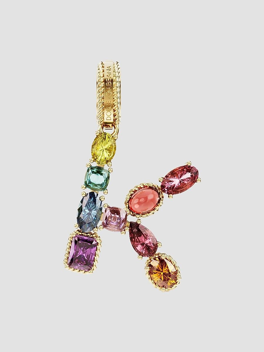 Dolce & Gabbana Women's Rainbow Alphabet 18K Yellow Gold & Multi Gemstone Initial Charm - K