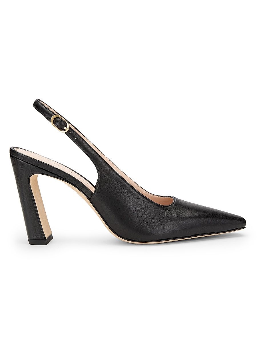 Women's Stassi 85MM Leather Slingback Pumps - Black - Size 9.5