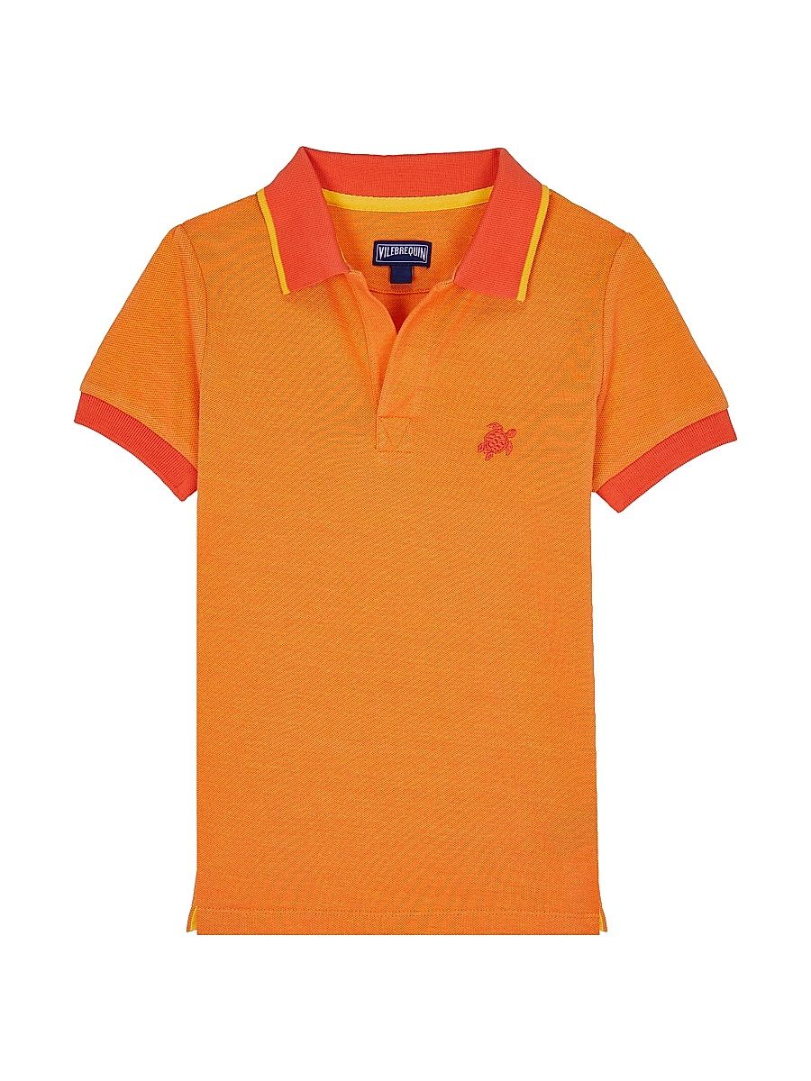 Little Boy's & Boy's Open Collar Polo Shirt - Orange - Size 14