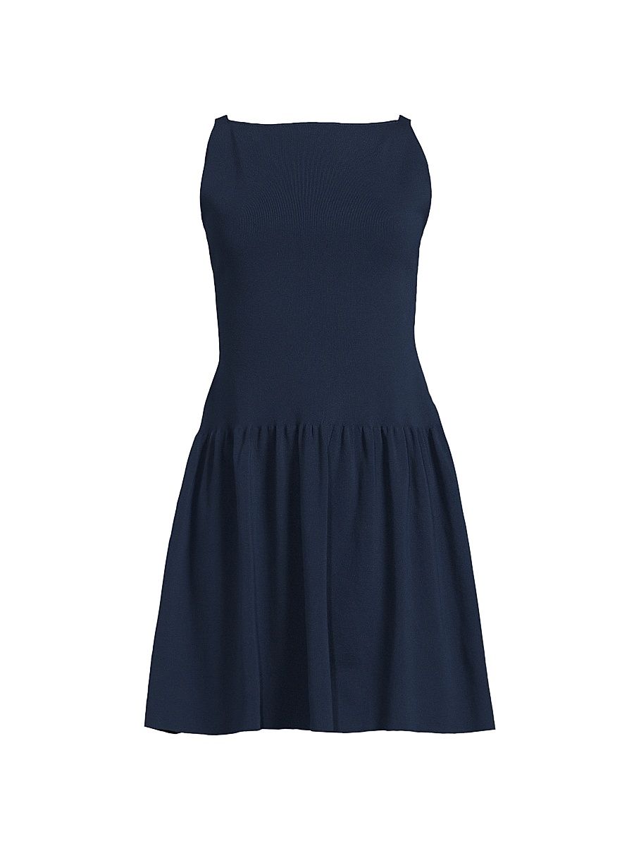Women's Monique Cotton-Blend A-Line Minidress - Navy - Size Large