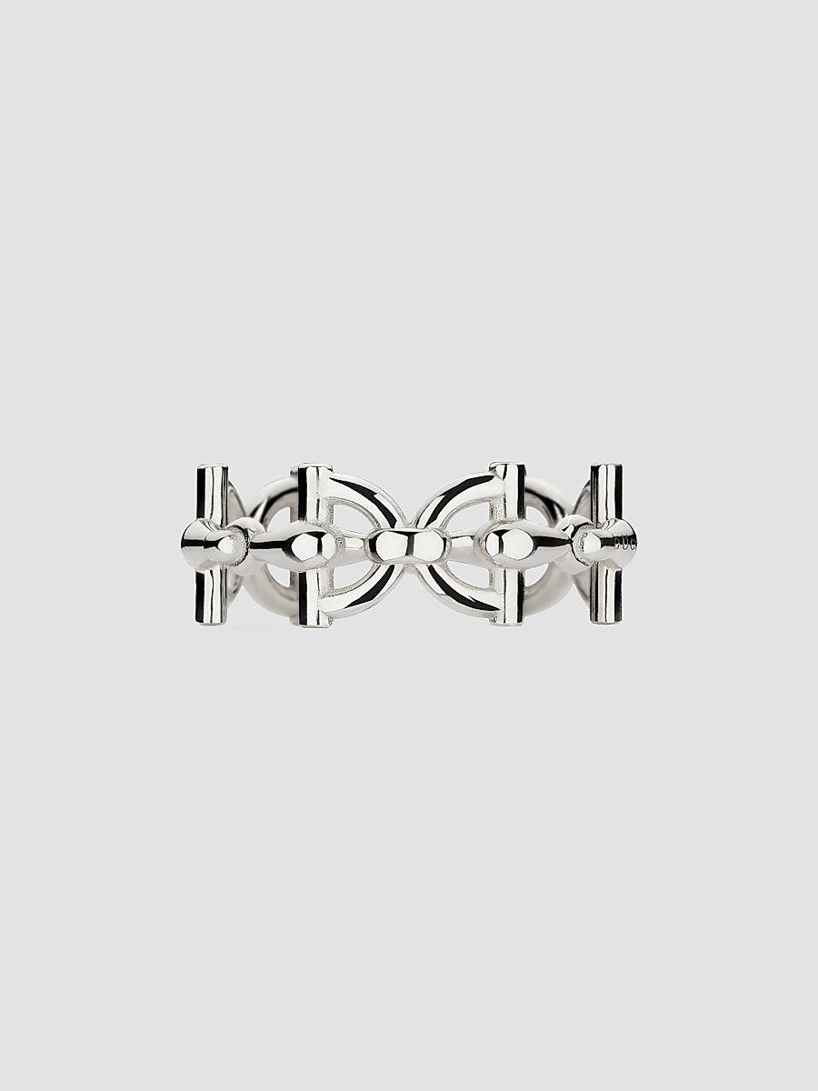 Gucci Women's Gucci Staffa Sterling Silver Stirrup Ring - Silver - Size 6.5