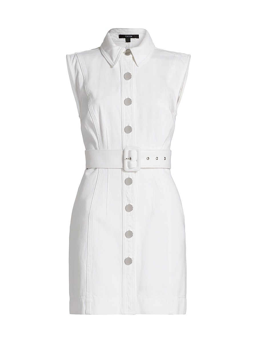 Women's Miley Cotton Button-Front Minidress - Optic - Size 14