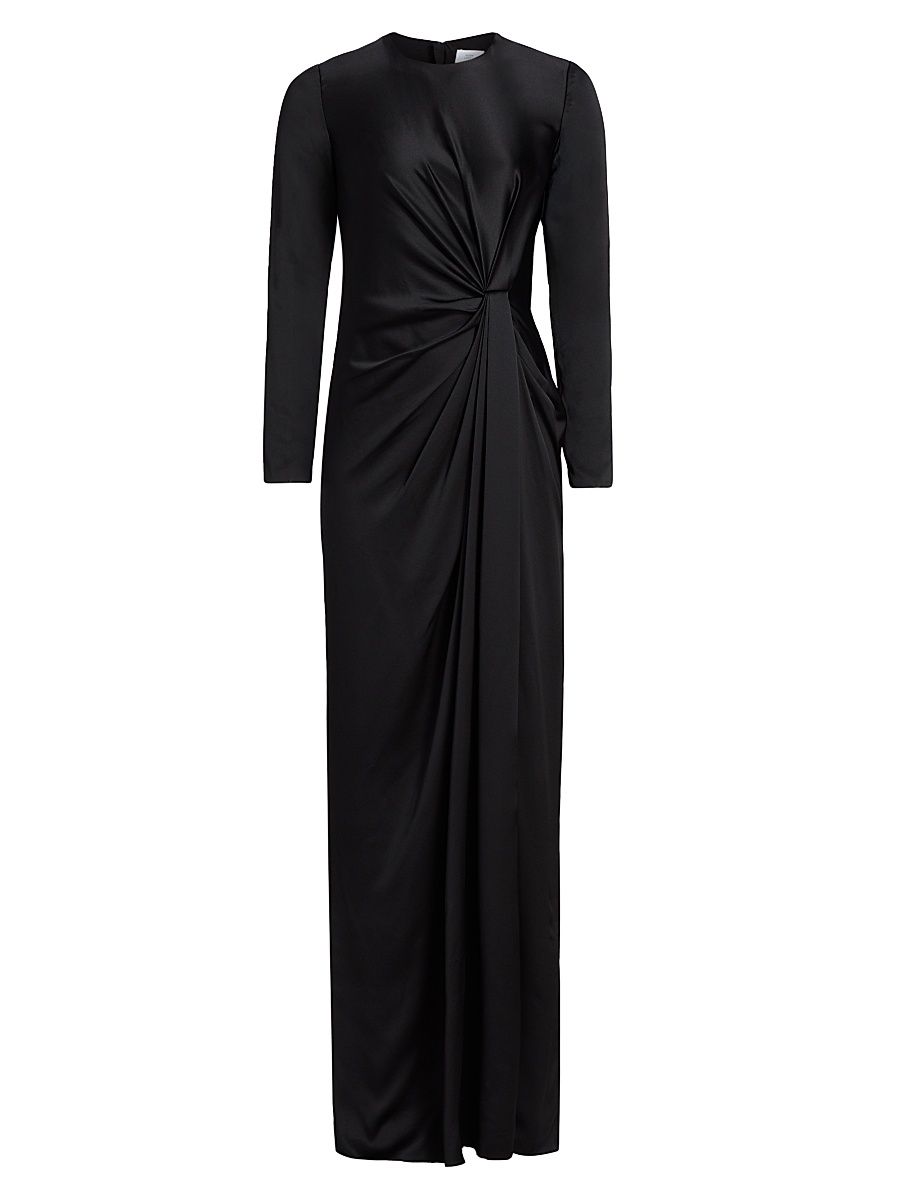 Women's Salome Draped Silk Charmeuse Gown - Black - Size 12