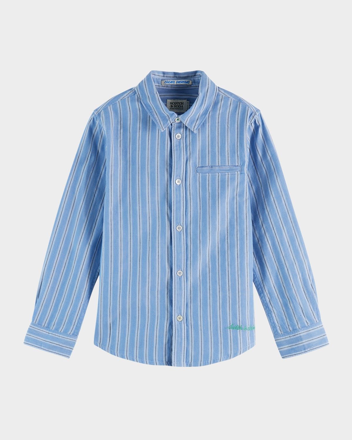 Boy & apos;s Yarn-Dyed Stripe Button-Front Shirt, Size 4-12