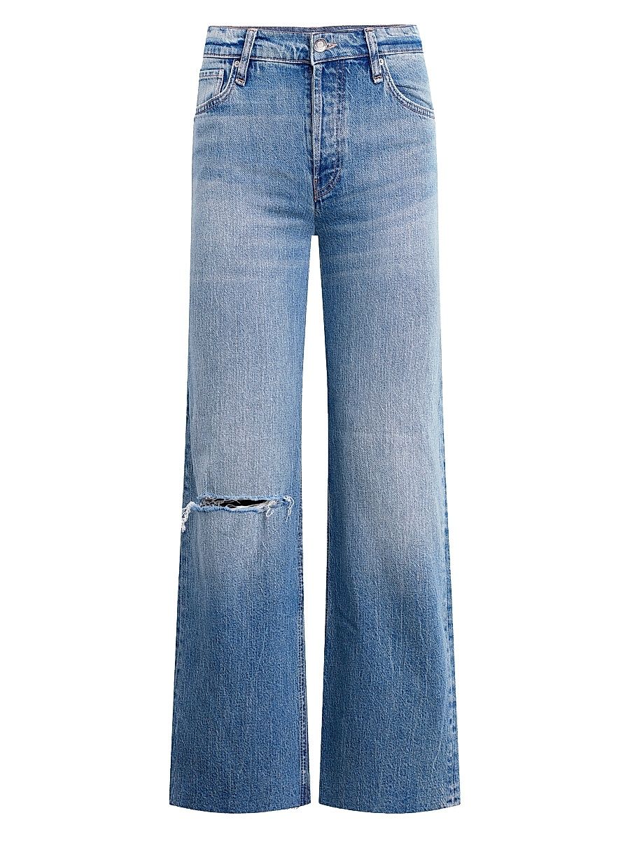 Women's Rosie Distressed High-Rise Wide-Leg Jeans - My Way - Size 34