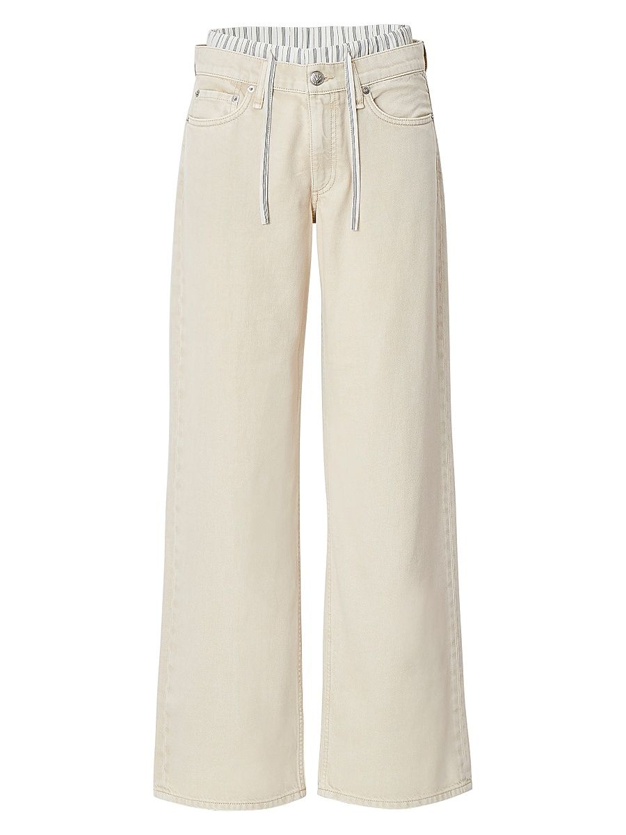 Women's Saige Full Boxer Straight-Leg Pants - Sandstripe - Size 32