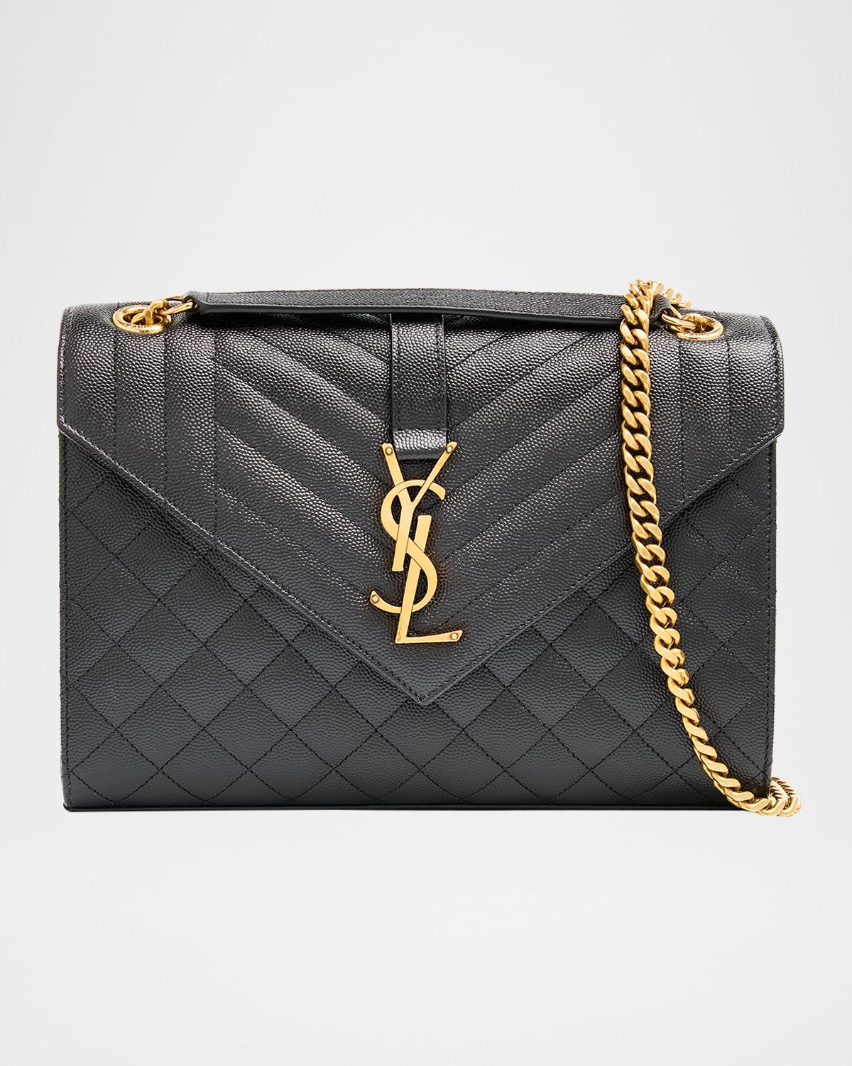 Envelope Triquilt Medium YSL Shoulder Bag in Grained Leather