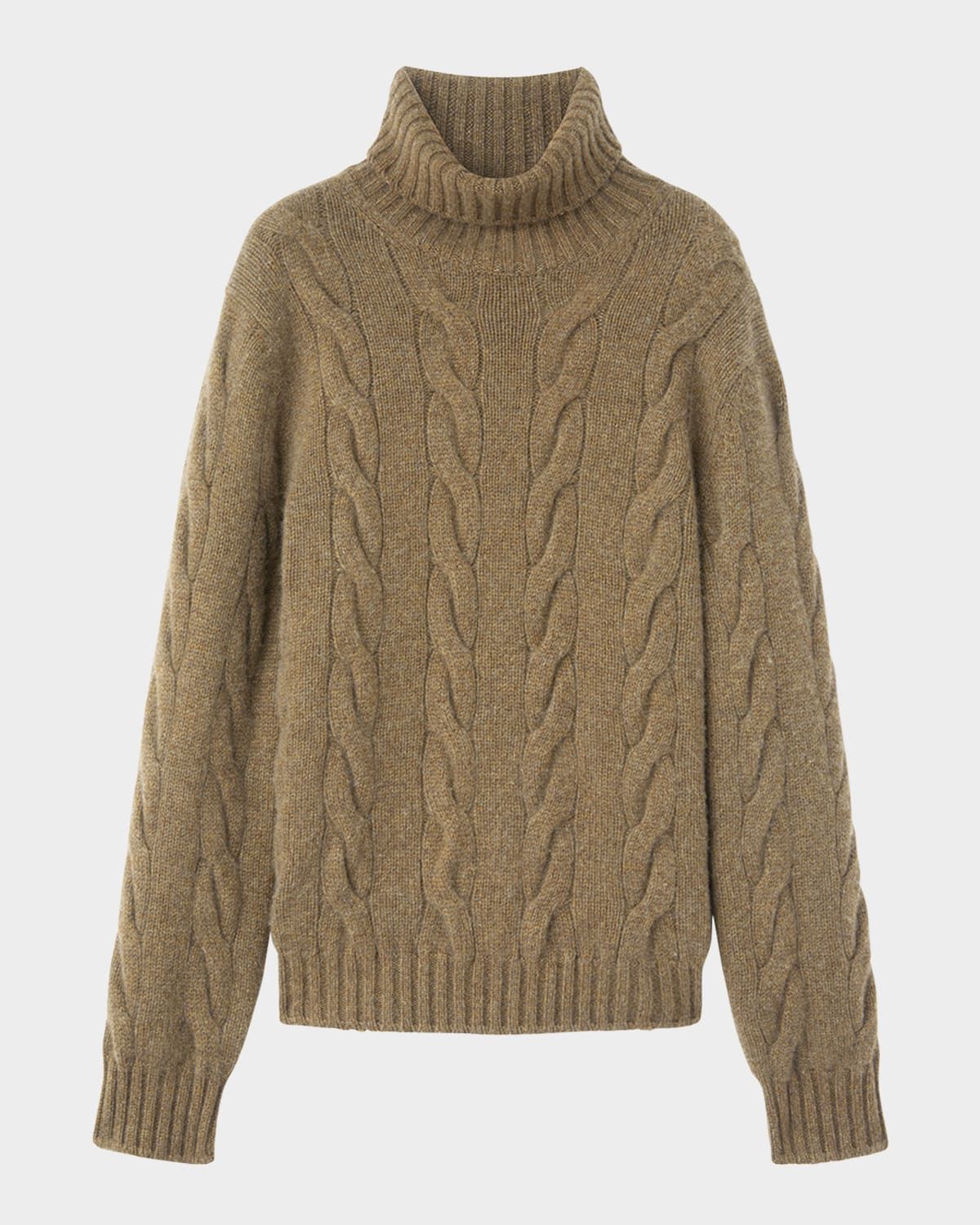 Napier Cable-Knit Cashmere Turtleneck Sweater