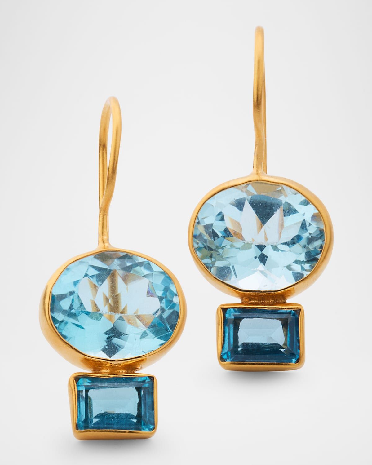 Sky Blue and London Blue Topaz Midi Drop Earrings