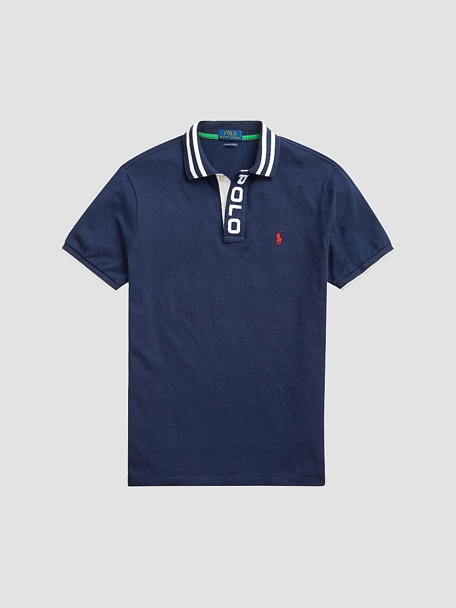 Men's Custom Slim-Fit Mesh Polo - Navy - Size XXL