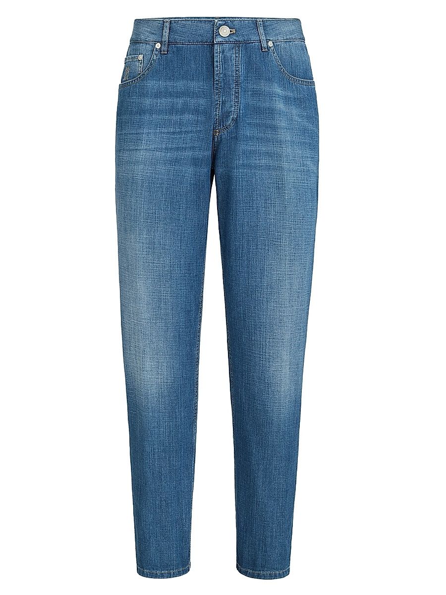 Men's Lightweight Old Denim Traditional Fit Five Pocket Jeans - Medium Denim - Size 46