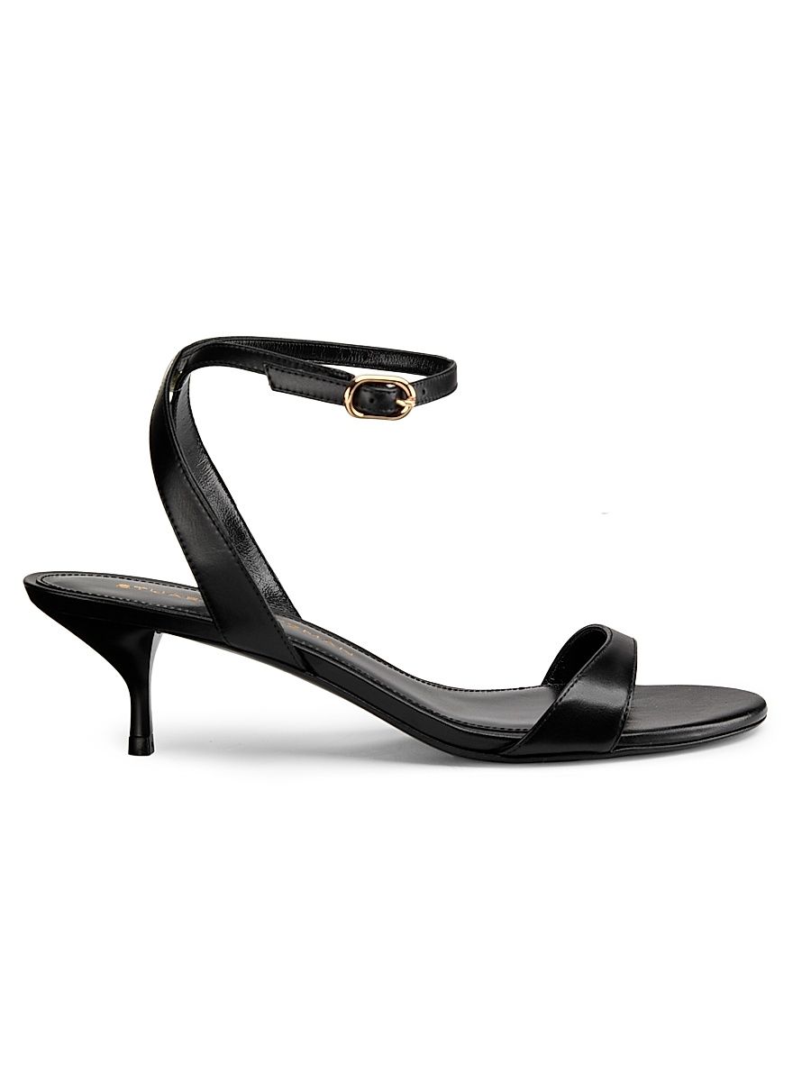 Women's Kellie 50MM Leather Kitten-Heel Sandals - Black - Size 9.5