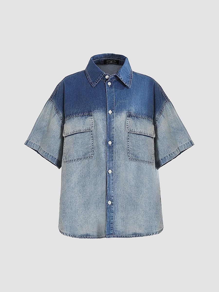 Boy's Gradient Denim Shirt - Blue - Size 16