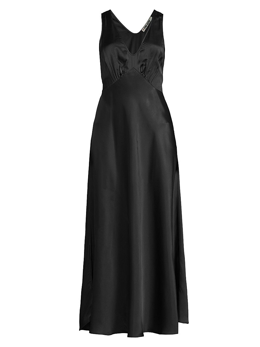 Women's Reine Satin Maxi Dress - Black - Size Large