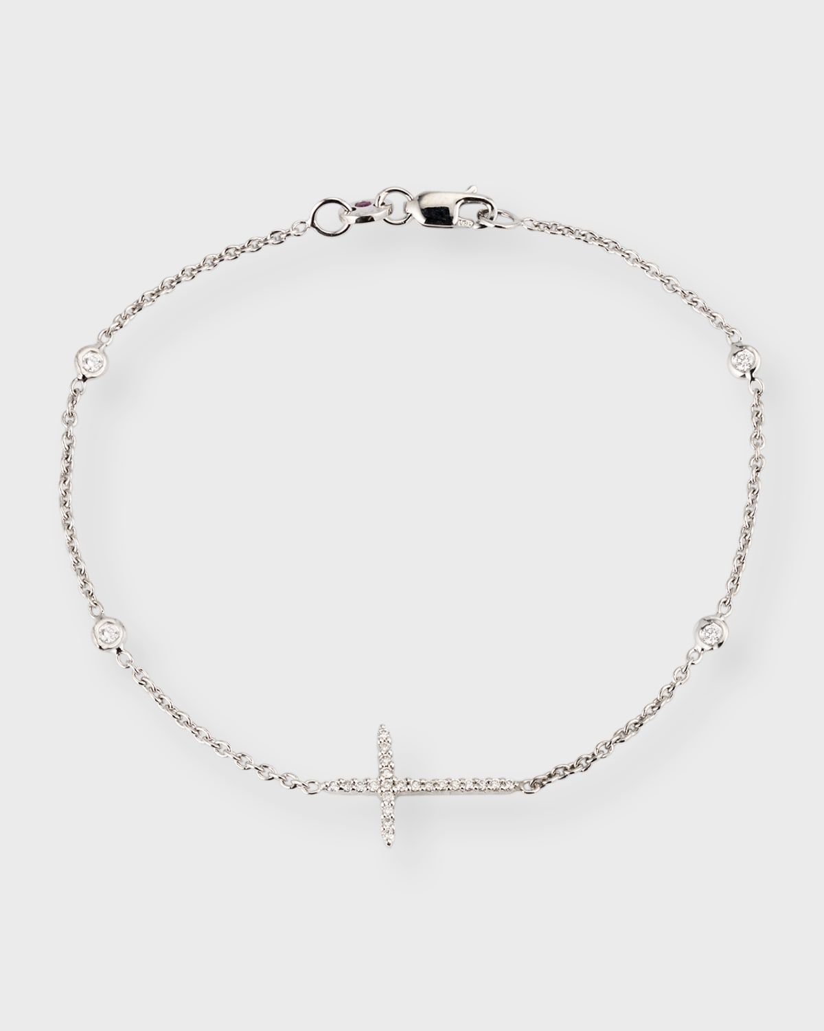 Integrated Diamond Cross Bracelet, White Gold