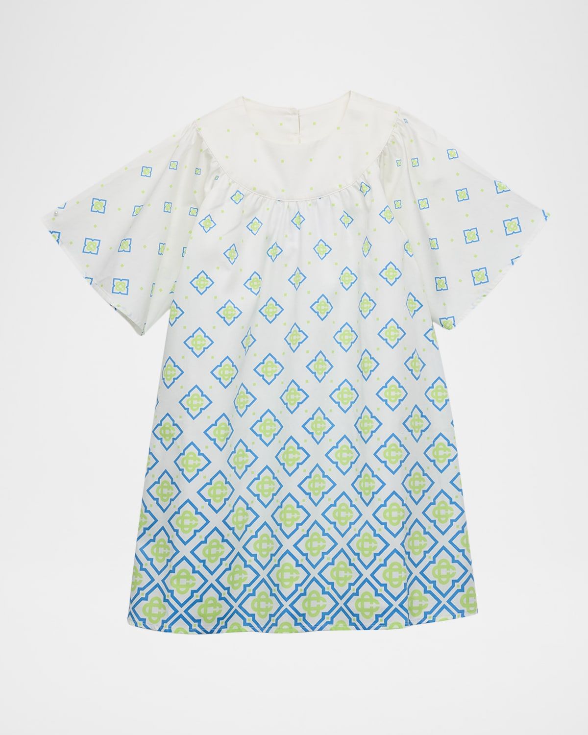 Girl & apos;s Monogram Degrade Cotton Dress, Size 3-14