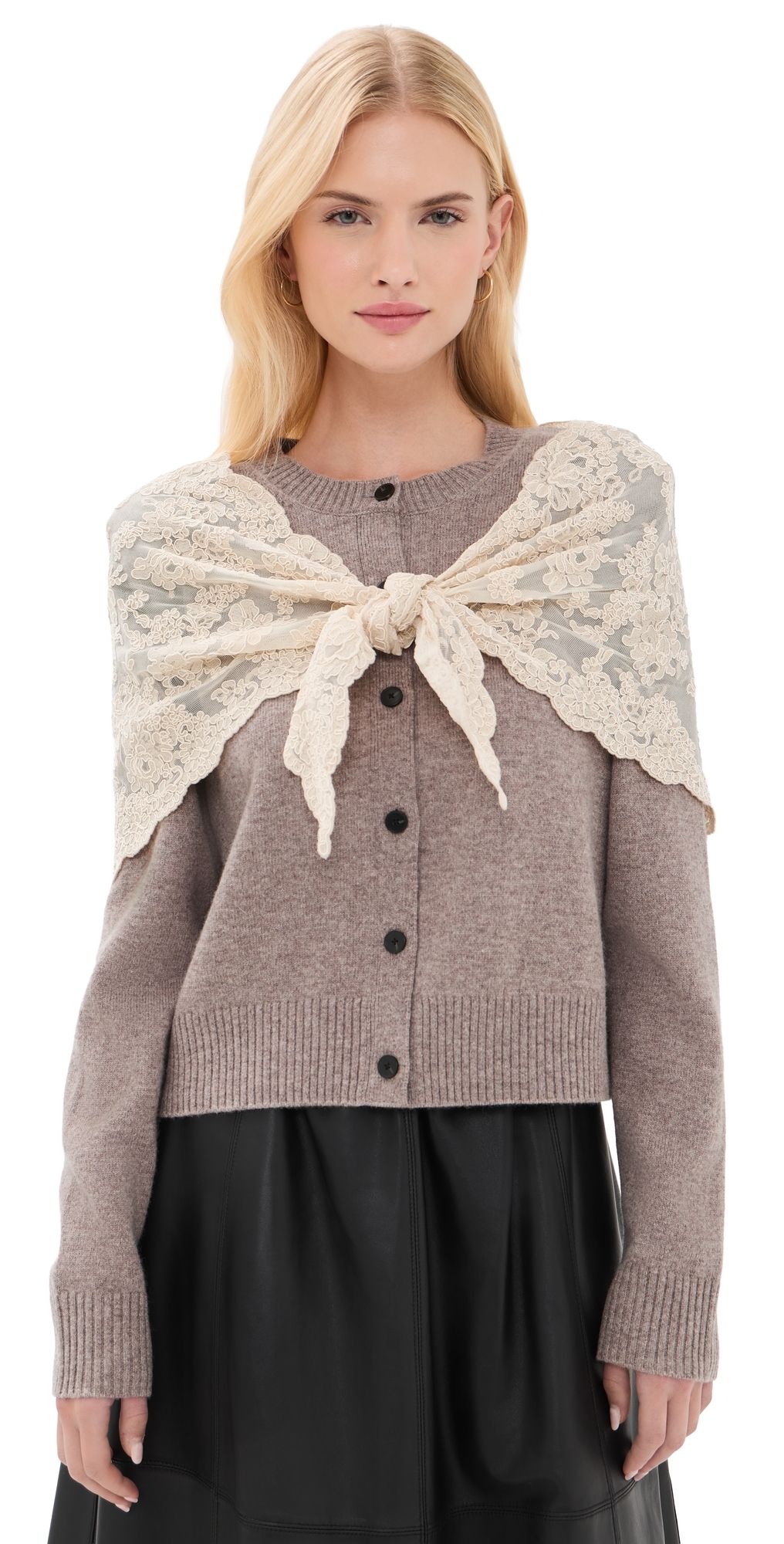 Sea Kirra Lace Scarf Cardigan Taupe XL