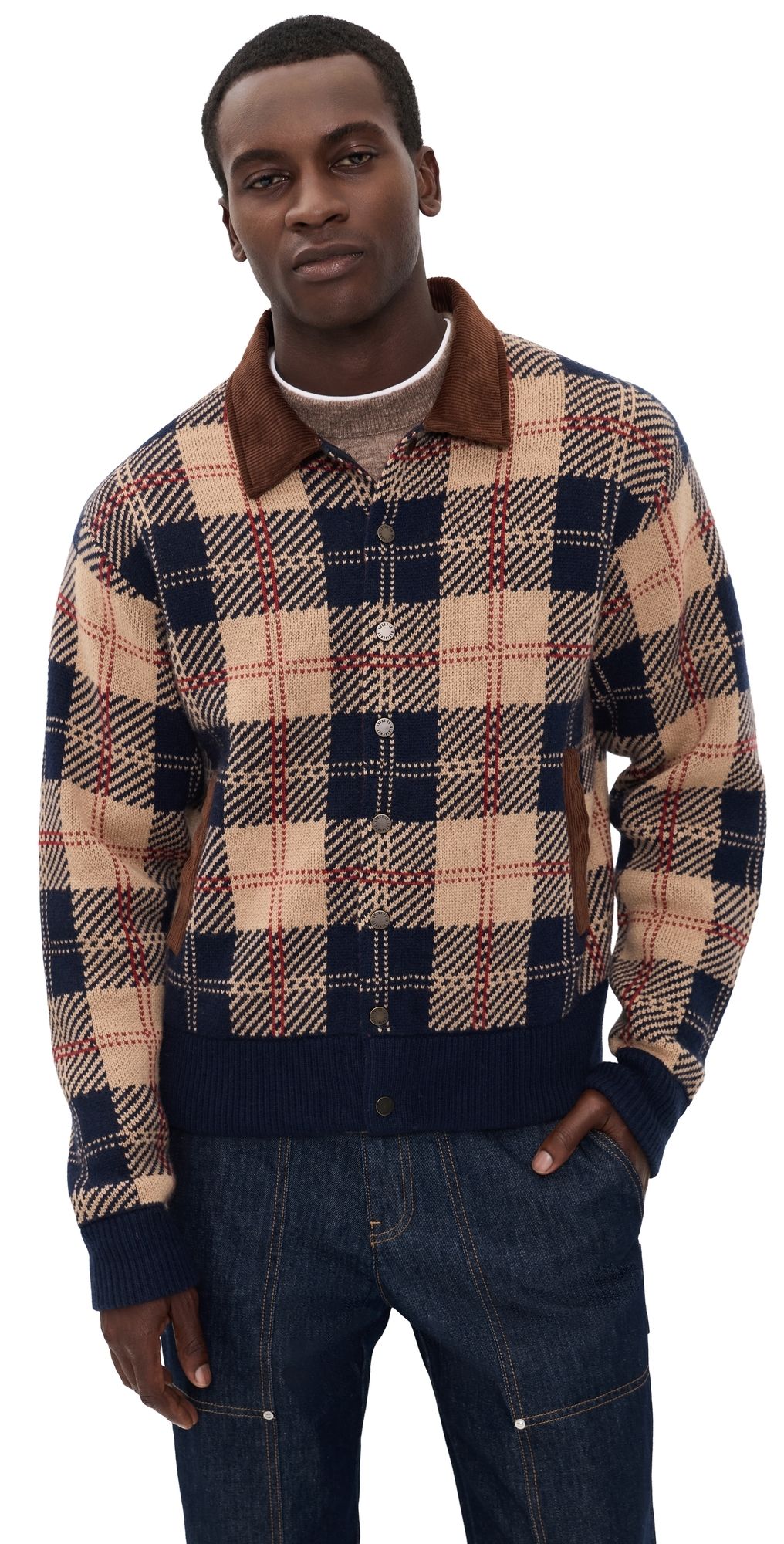Guest in Residence Tartan Bomber Jacket Camel Combo M