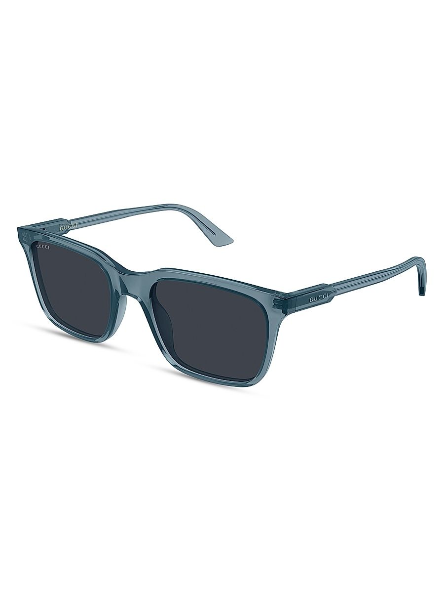 Men's Light Acetate 53MM Rectangular Sunglasses - Blue