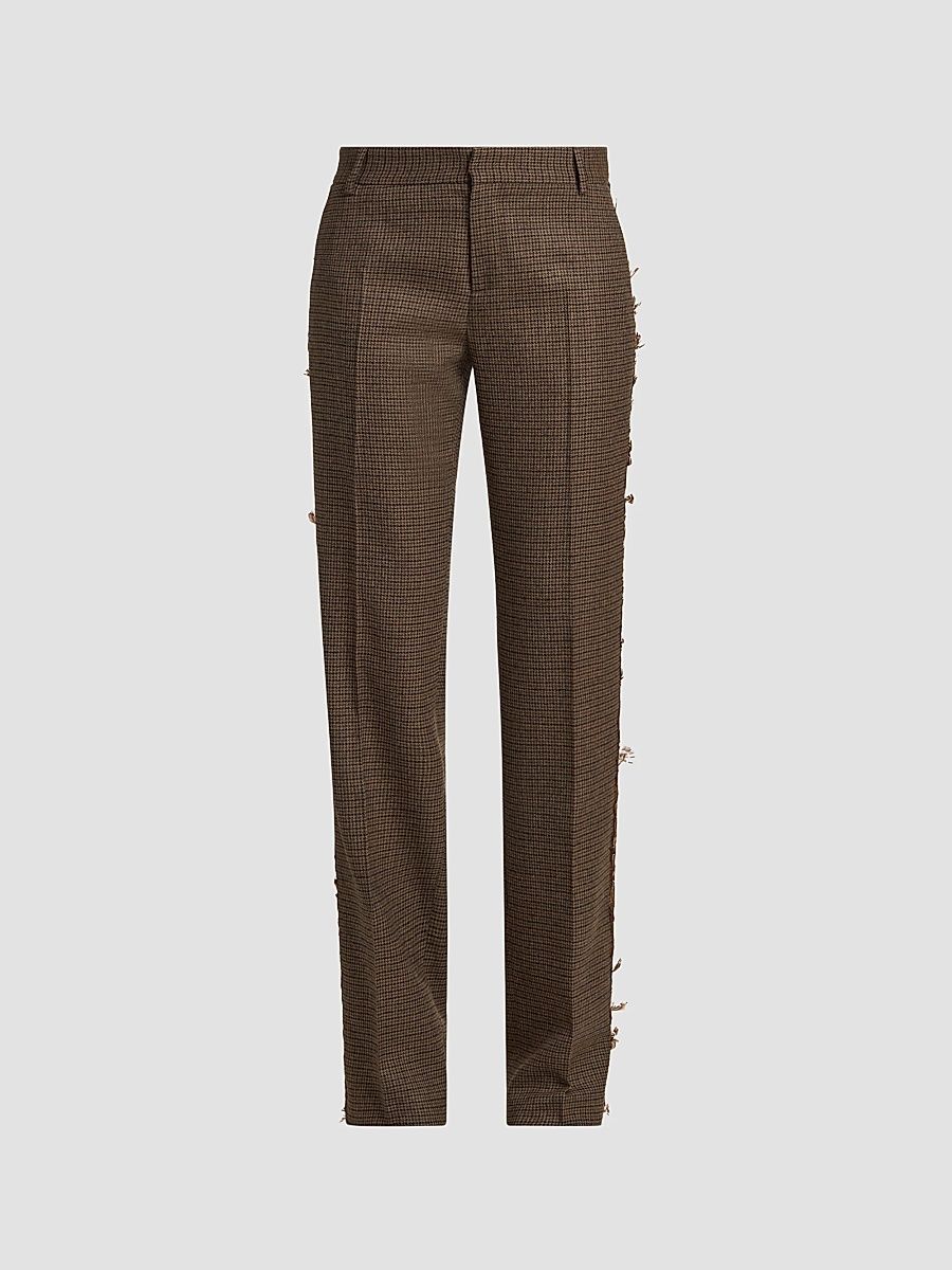 Women's Feather Striped Wool Trousers - Size 10