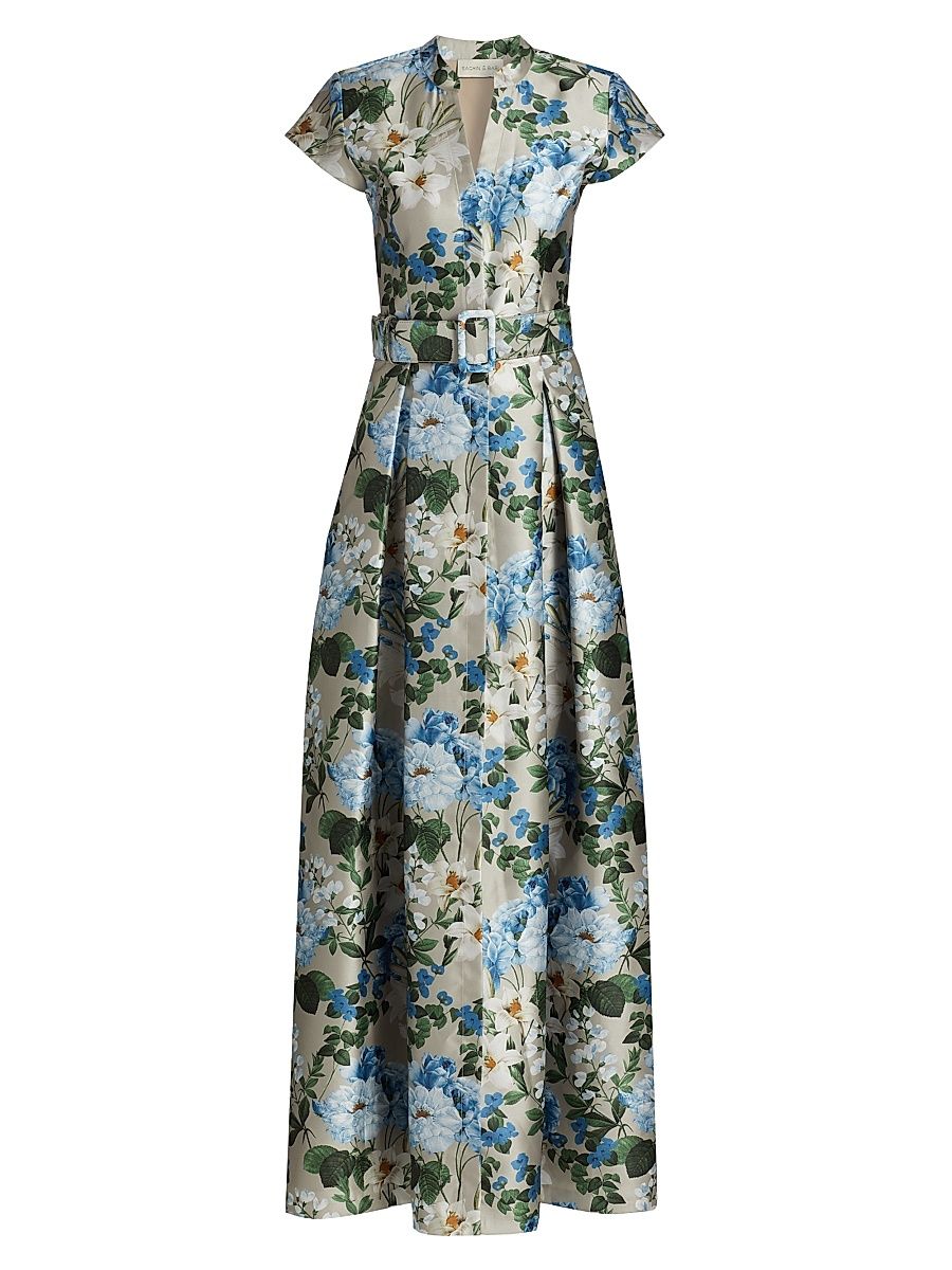 Women's Marta Floral Belted Gown - Dune And Dusk Petals - Size 0