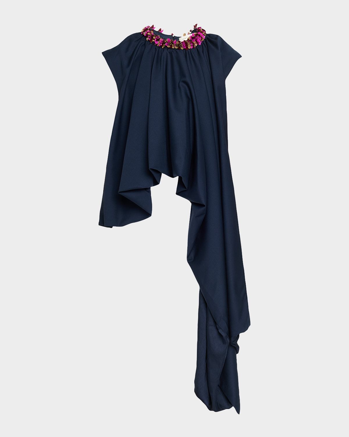 Parade Embellished Asymmetric Drape Sleeveless Top