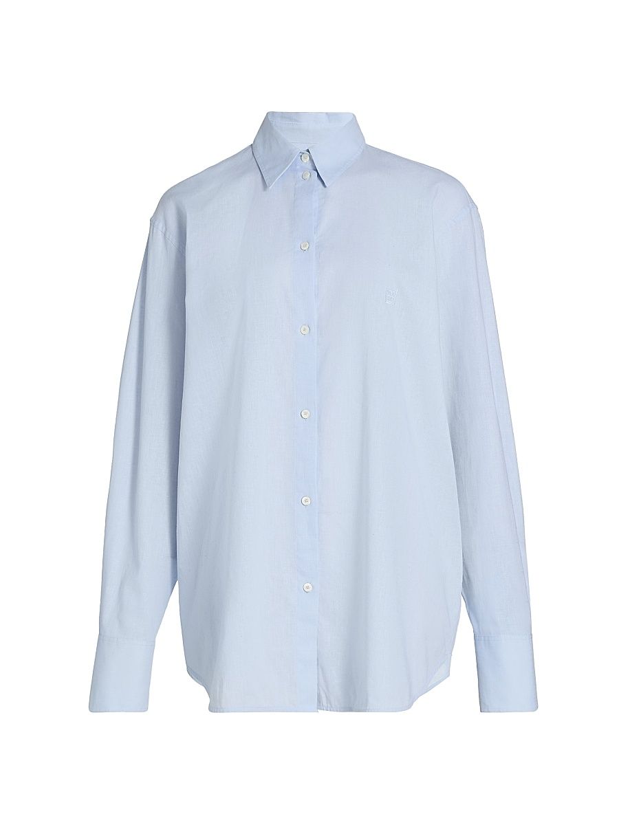 Women's Garderob Oversized Cotton-Linen Shirt - Sky - Size 8