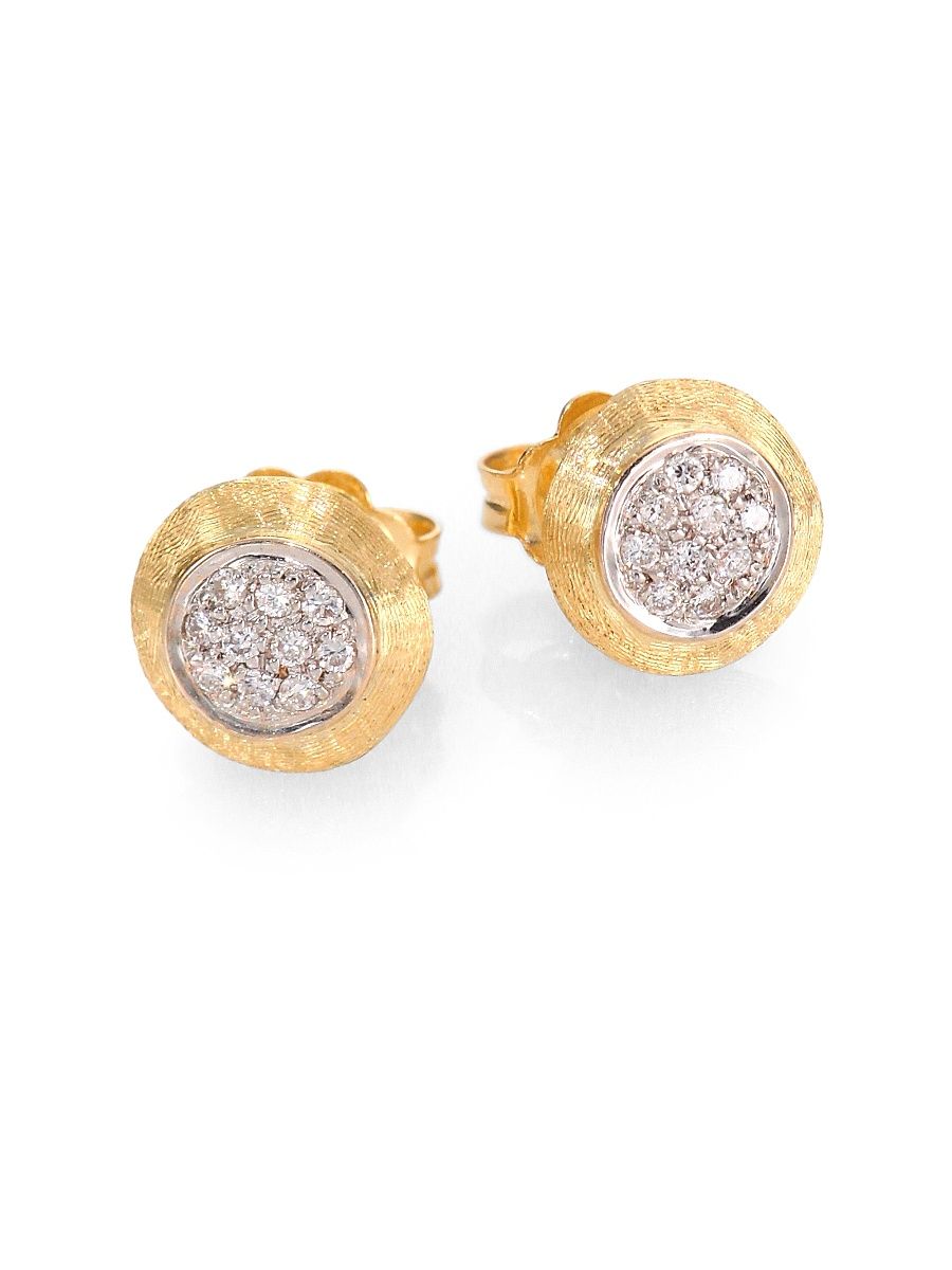 Women's Delicati Diamond, 18K Yellow & White Gold Stud Earrings - Gold