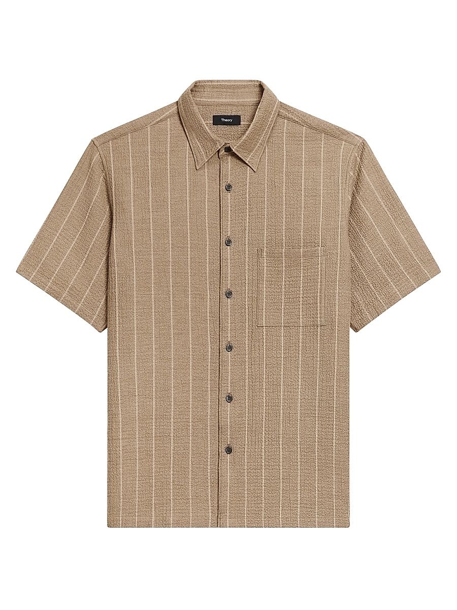 Men's Noll Pinstripe Cotton-Blend Shirt - Feather Multi - Size Large