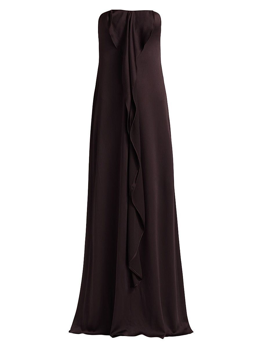 Women's Satin Draped Strapless Gown - Raisin - Size 16