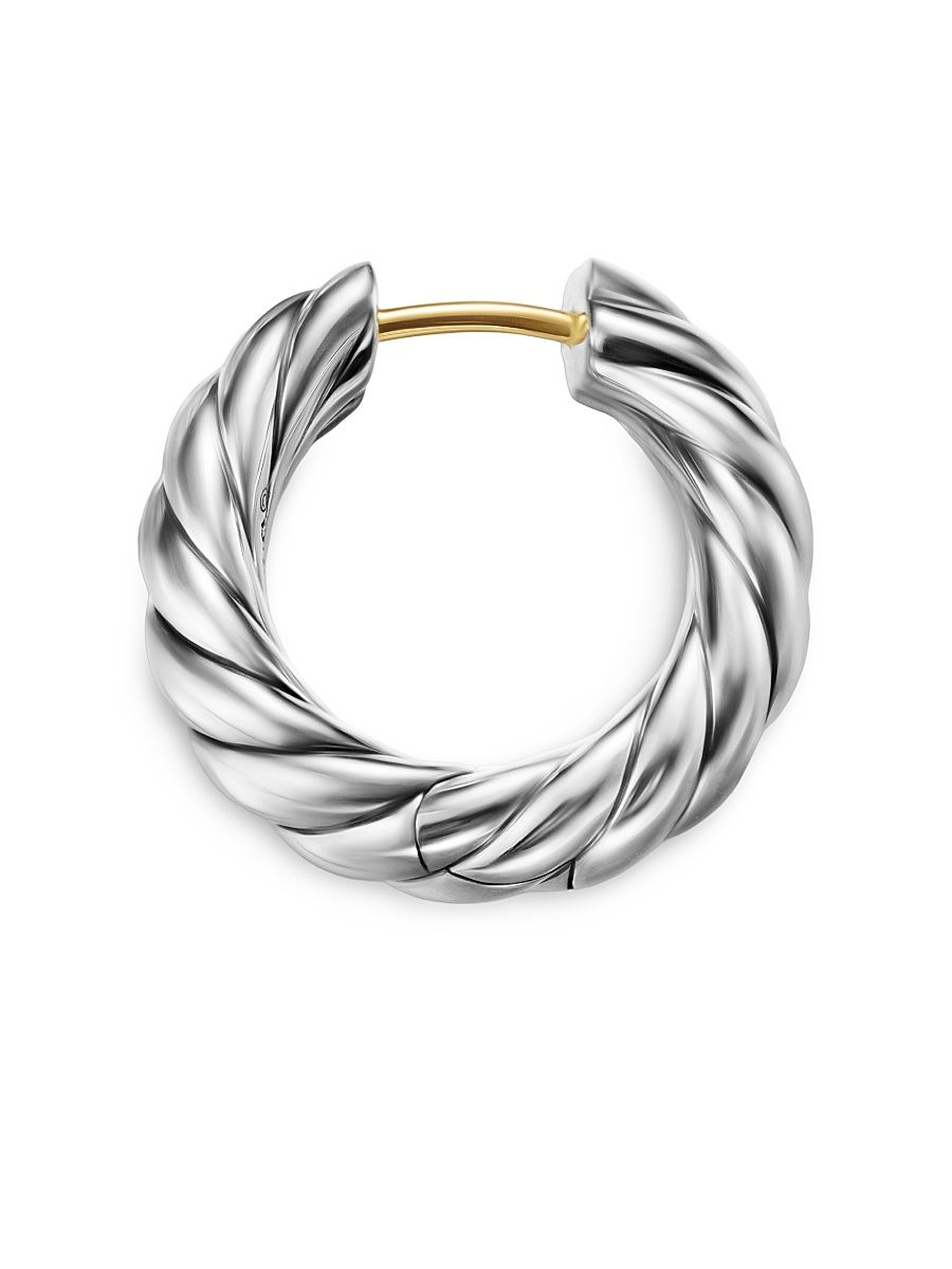 Women's Sculpted Cable Hoop Earrings in Sterling Silver 18.6MM - Silver