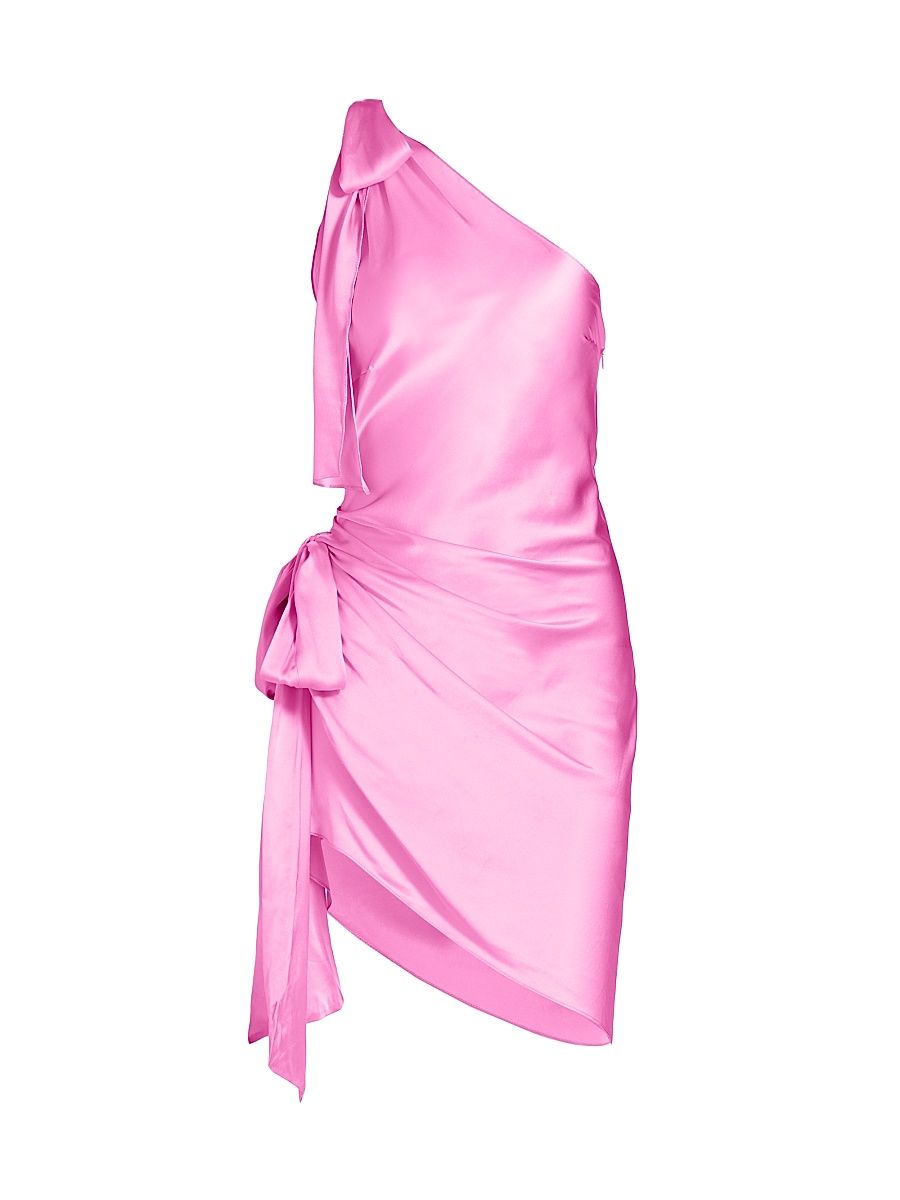 Women's Ciao Bow-Detailed Asymmetric Silk Mini-Dress - Aster - Size XS