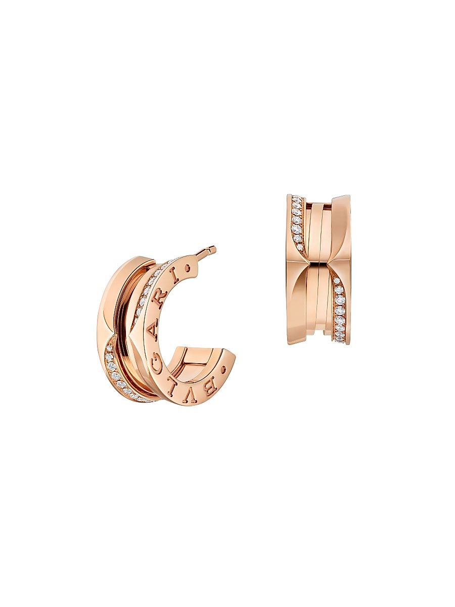 Women's B01 18K Rose Gold & 0.22 TCW Diamond Pavé Hoop Earrings - Pink Gold
