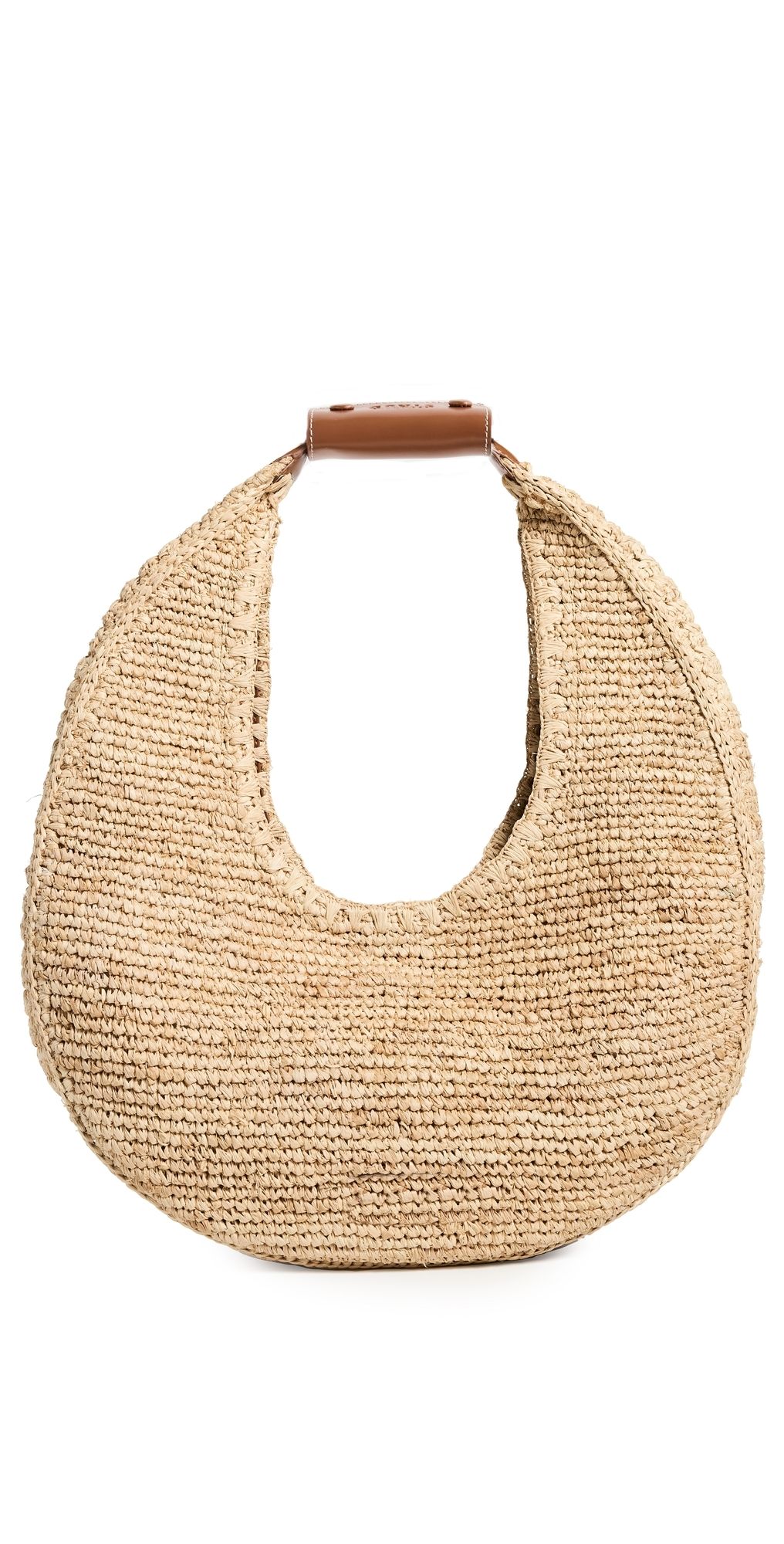 STAUD Large Raffia Moon Tote Bag Natural/Tan One Size