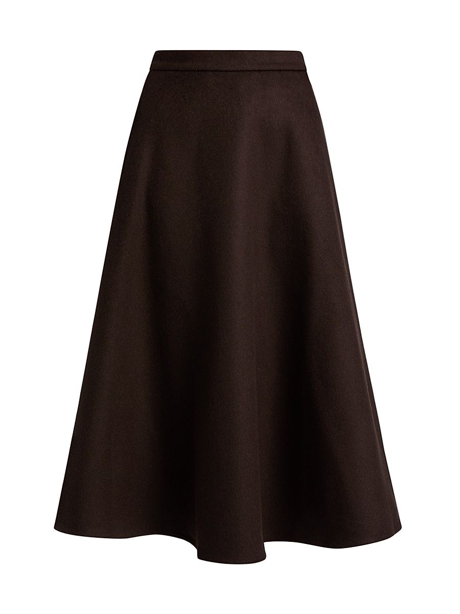 Women's Stretch Wool A-Line Maxi Skirt - Dark Brown - Size 4