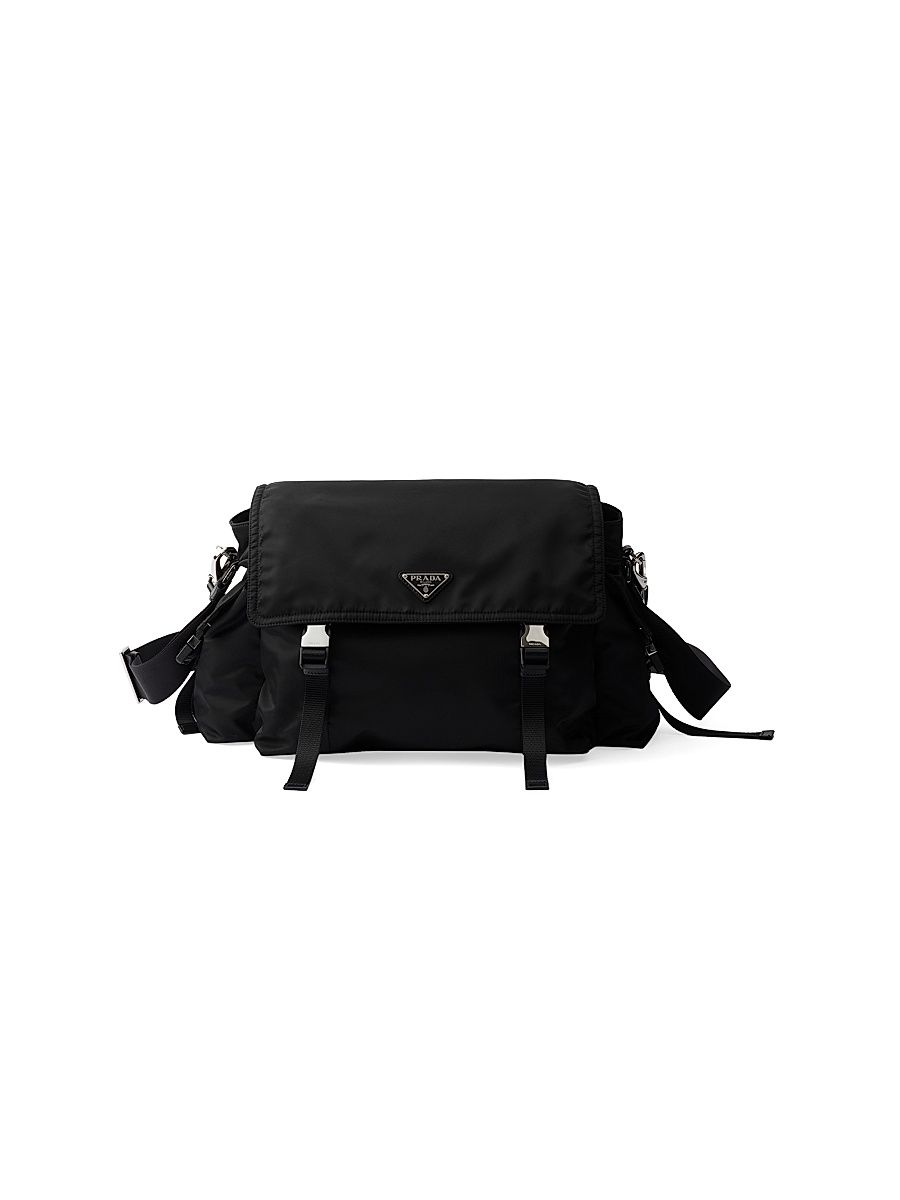 Men's Explore Re-Nylon and Leather Bag - Black