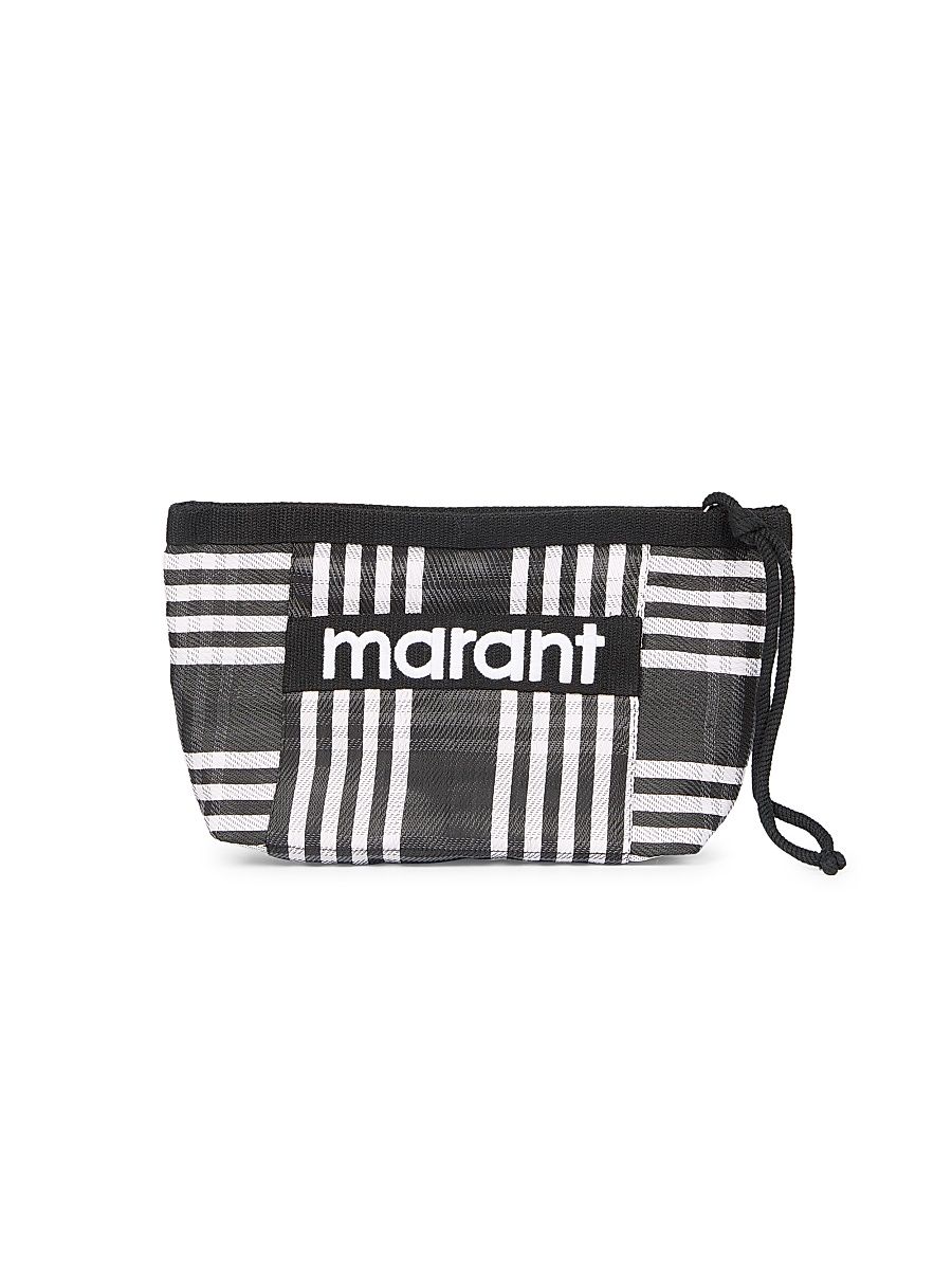 Women's Powden Striped Logo Pouch - Black White
