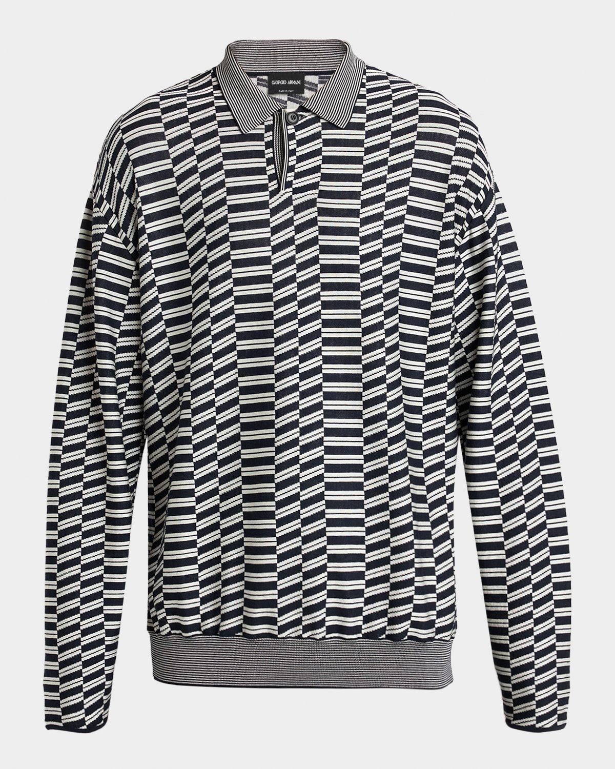 Men & apos;s Geometric Knit Polo Sweater