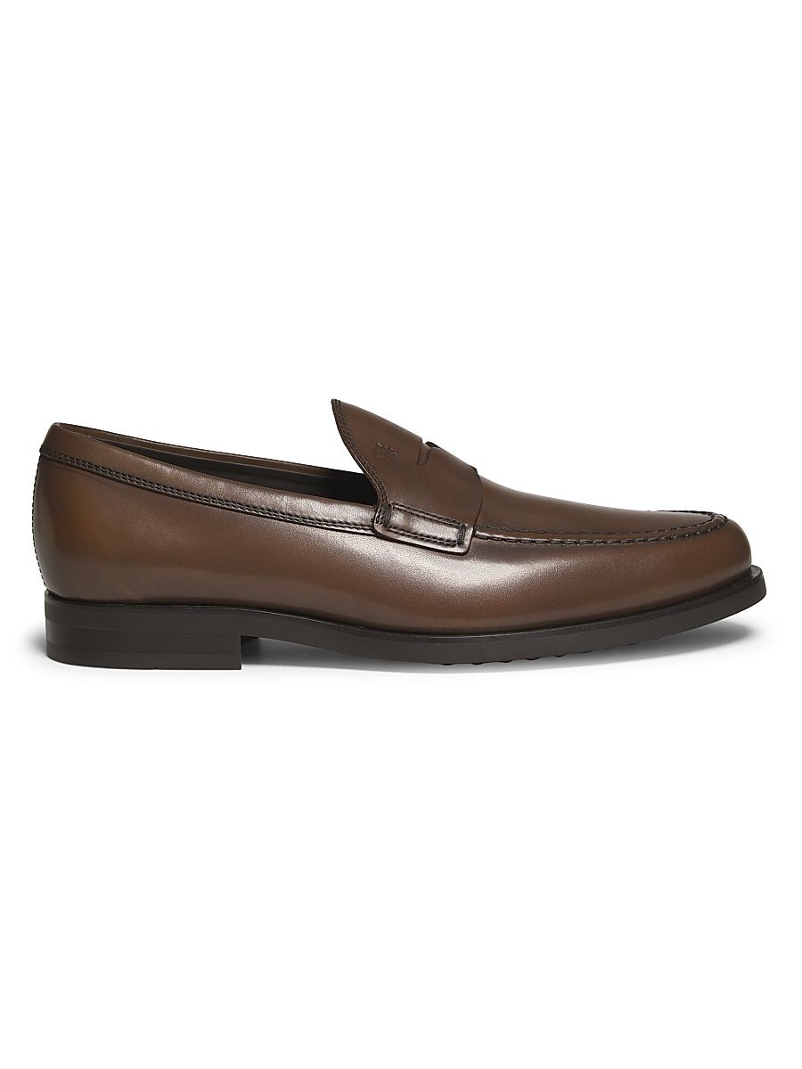 Men's Leather Penny Loafers - Cacao - Size 13