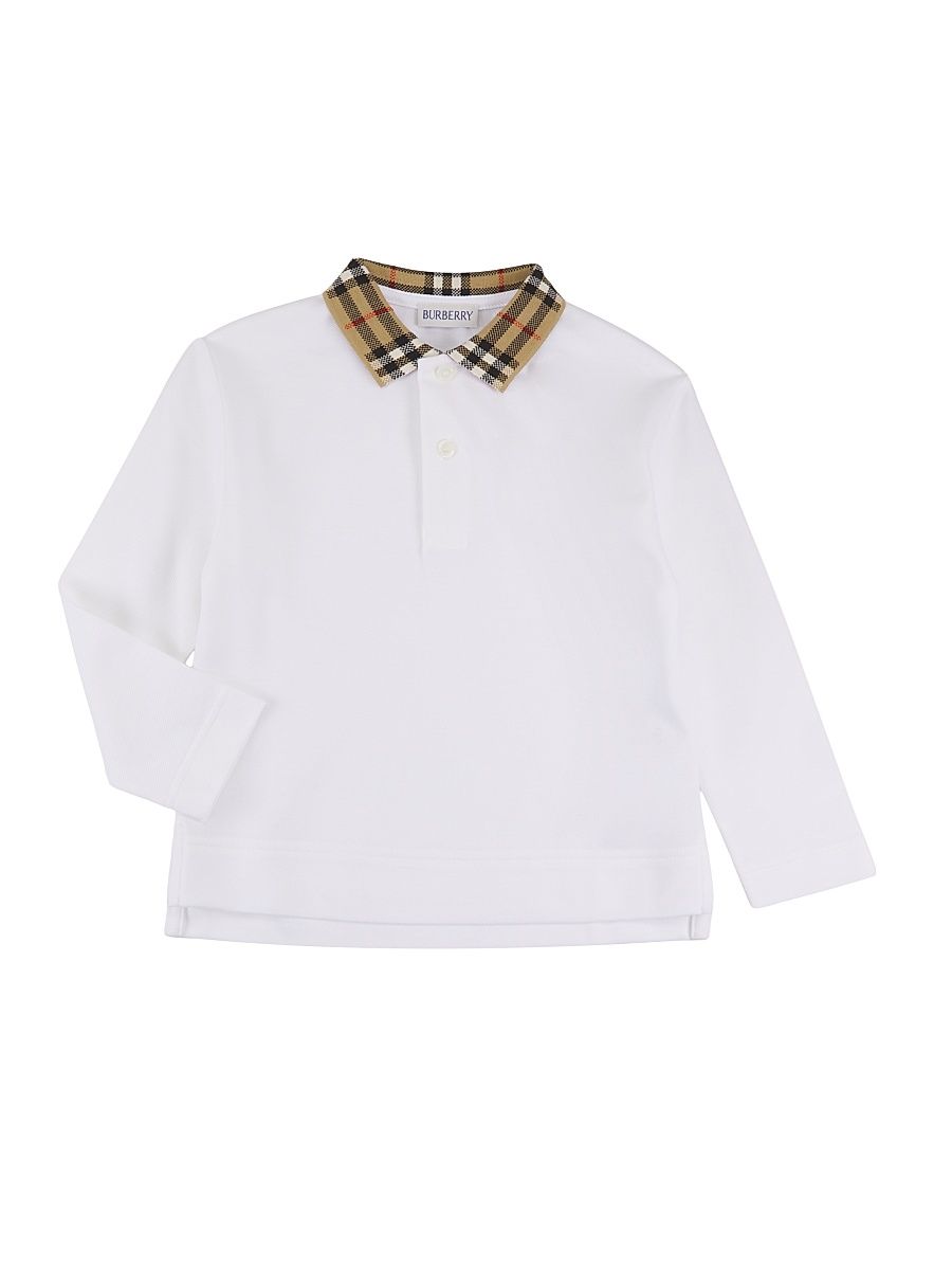 Baby's, Little Boy's & Boy's Check Long-Sleeve Polo Shirt - White - Size 6 Months