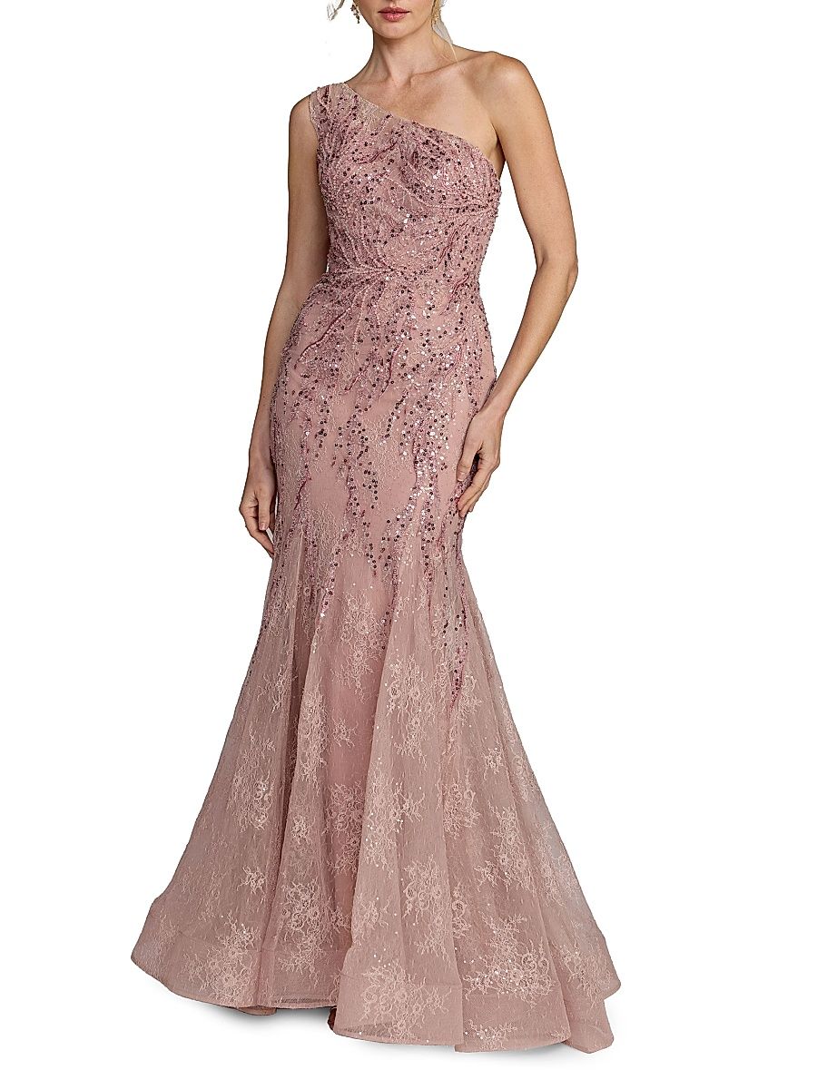 Women's Sequin-Embellisehd Mermaid Gown - Rose - Size 14