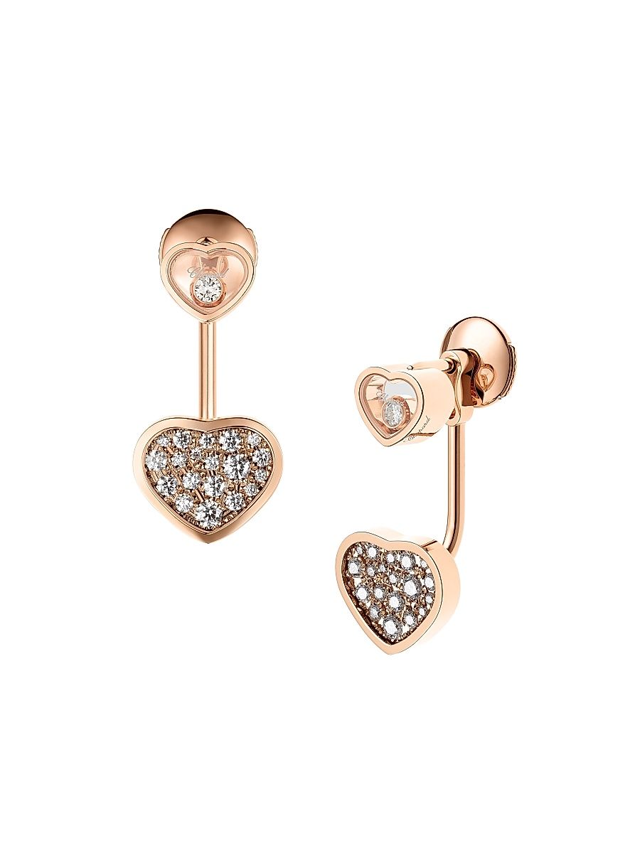 Women's Happy Hearts 18K Rose Gold & Diamond Ear Jackets - Rose Gold